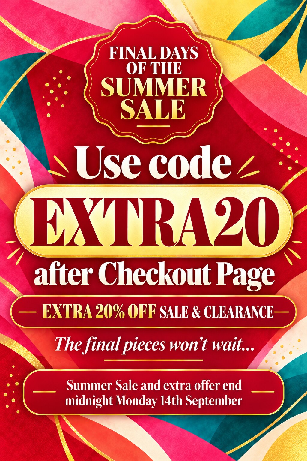 EXTRA 20% OFF SALE AND CLEARANCE ITEMS!