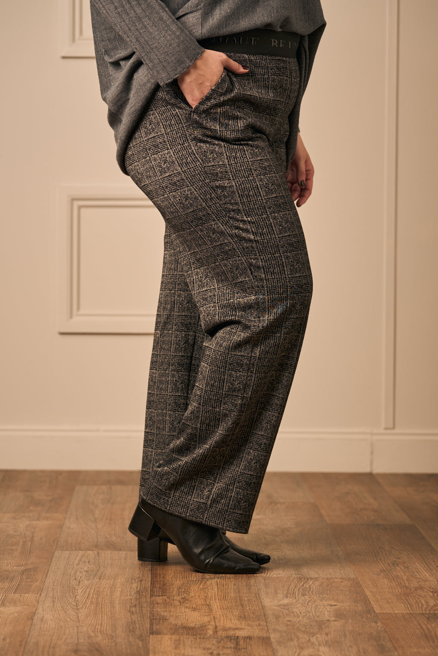 Robell Britt check palazzos - Grey