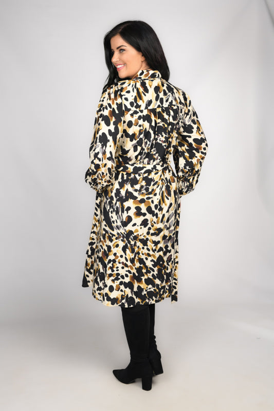 Masai Nydema animal print shirt dress - Black/Cream
