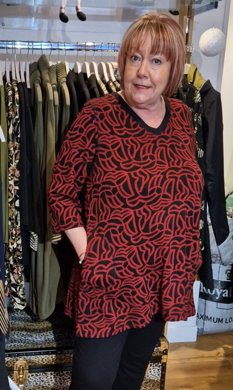 Pont neuf Melina jersey abstract tunic - Deep Red