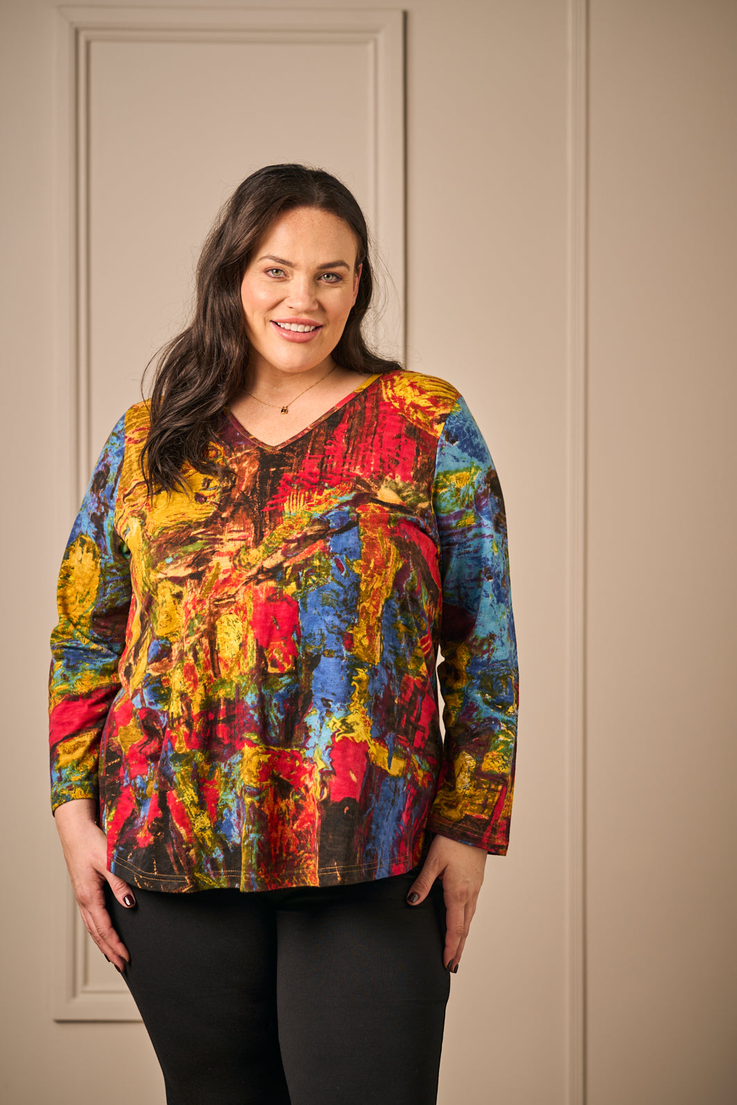 Orientique V neck tee - Mustard