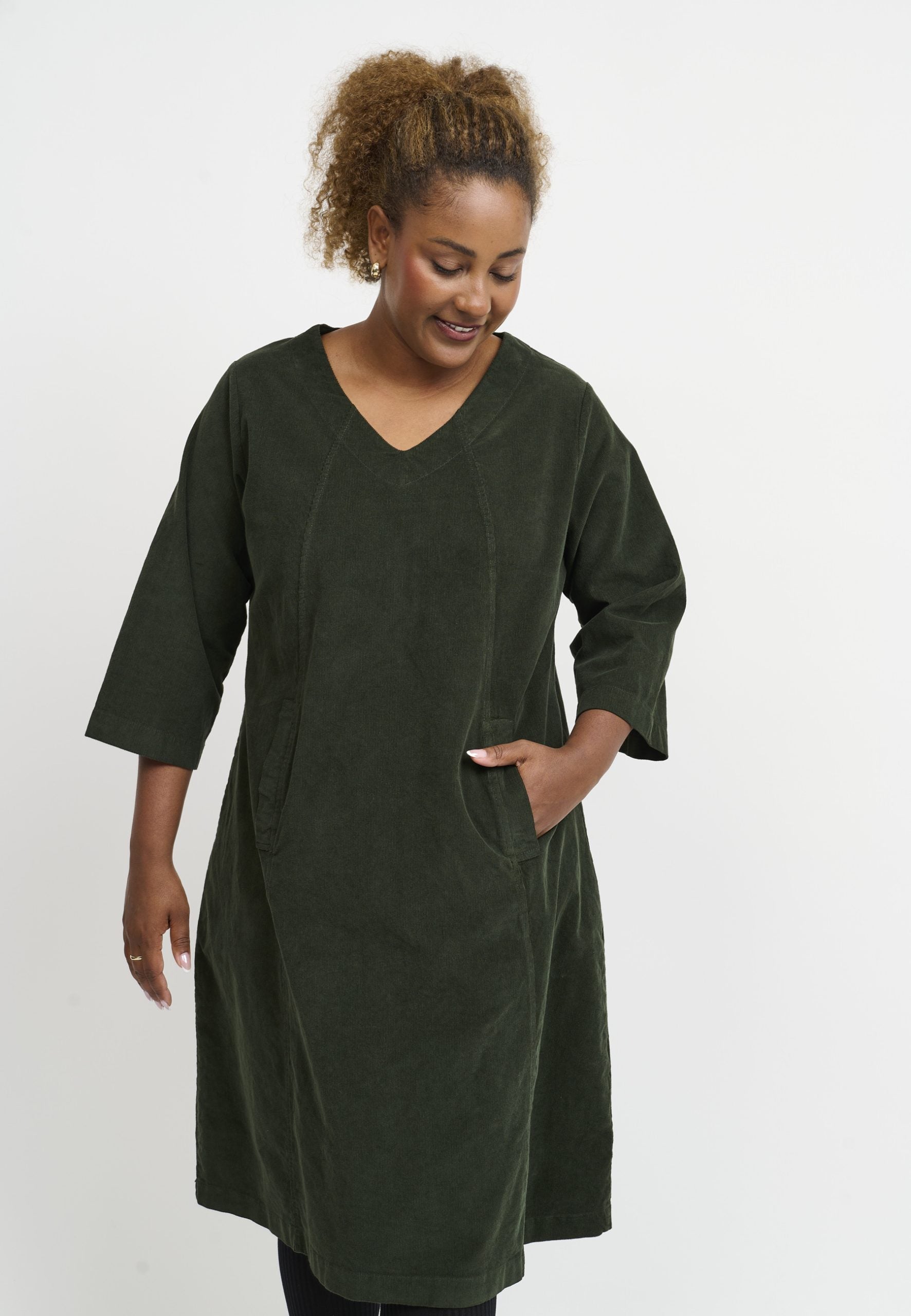 Pont Neuf Ulrica cord dress - Forest