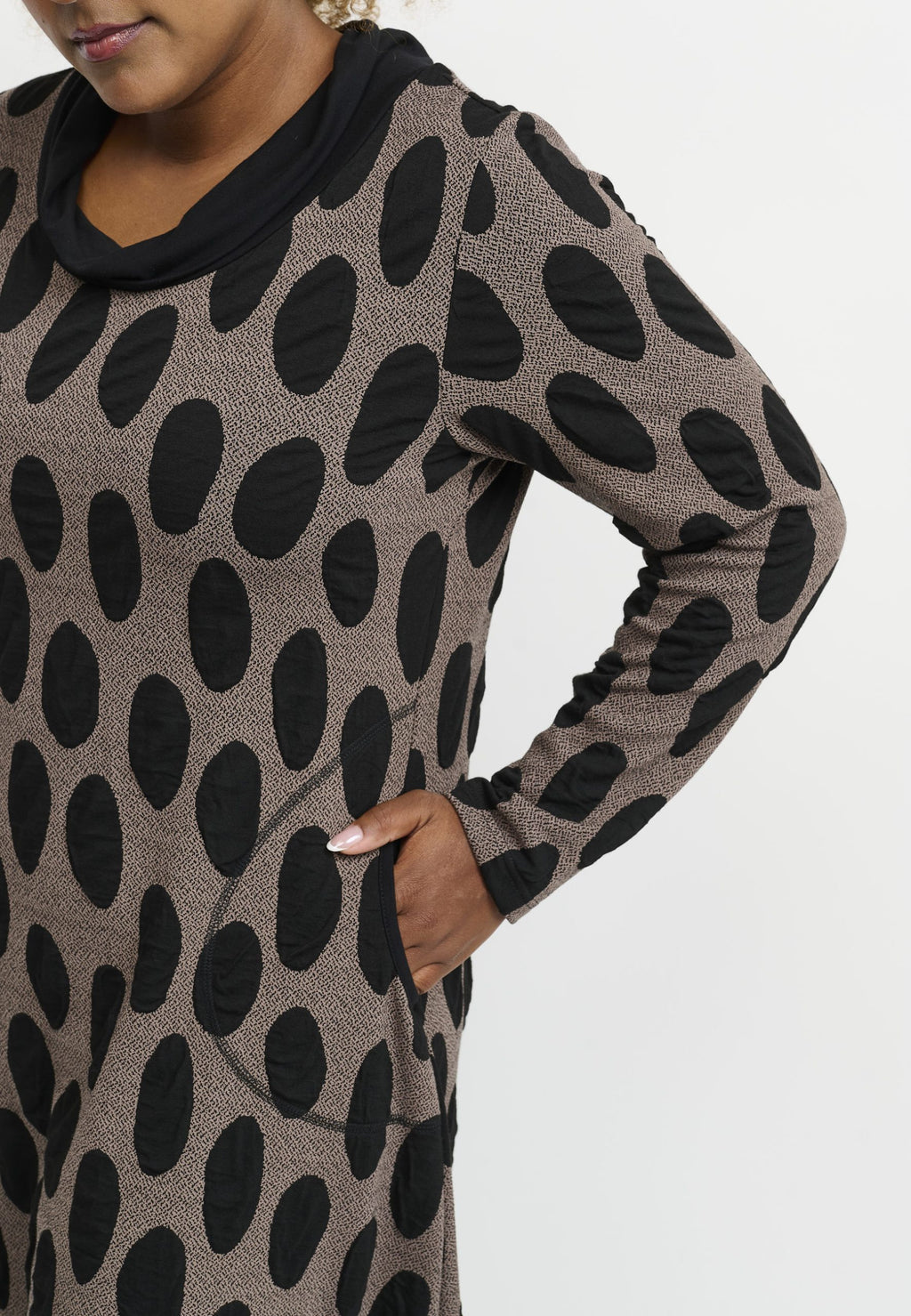 Pont Neuf Vally jersey cowl dress- Taupe