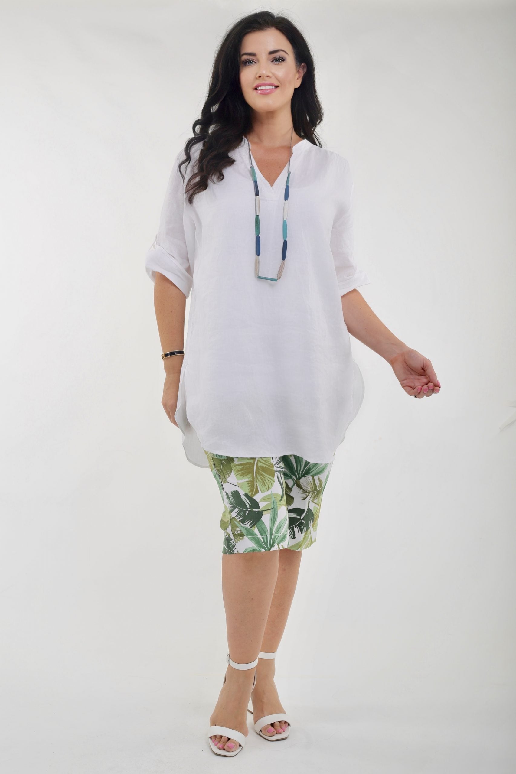 Verpass linen mix palm print shorts - Greens