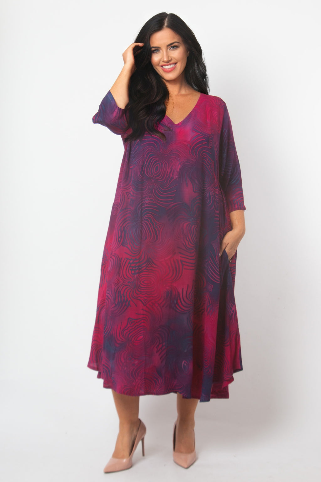 Angel Circle A line dress - Pink/Blue