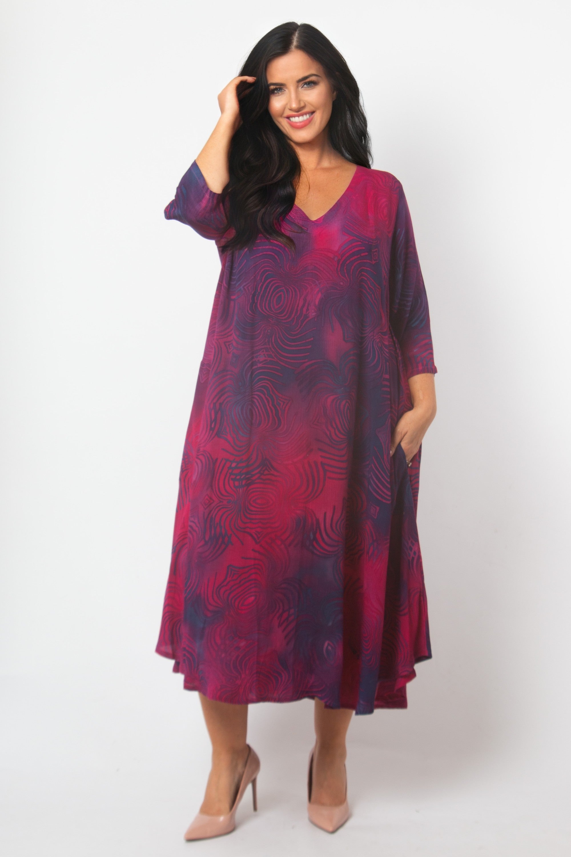 Angel Circle A line dress - Pink/Blue