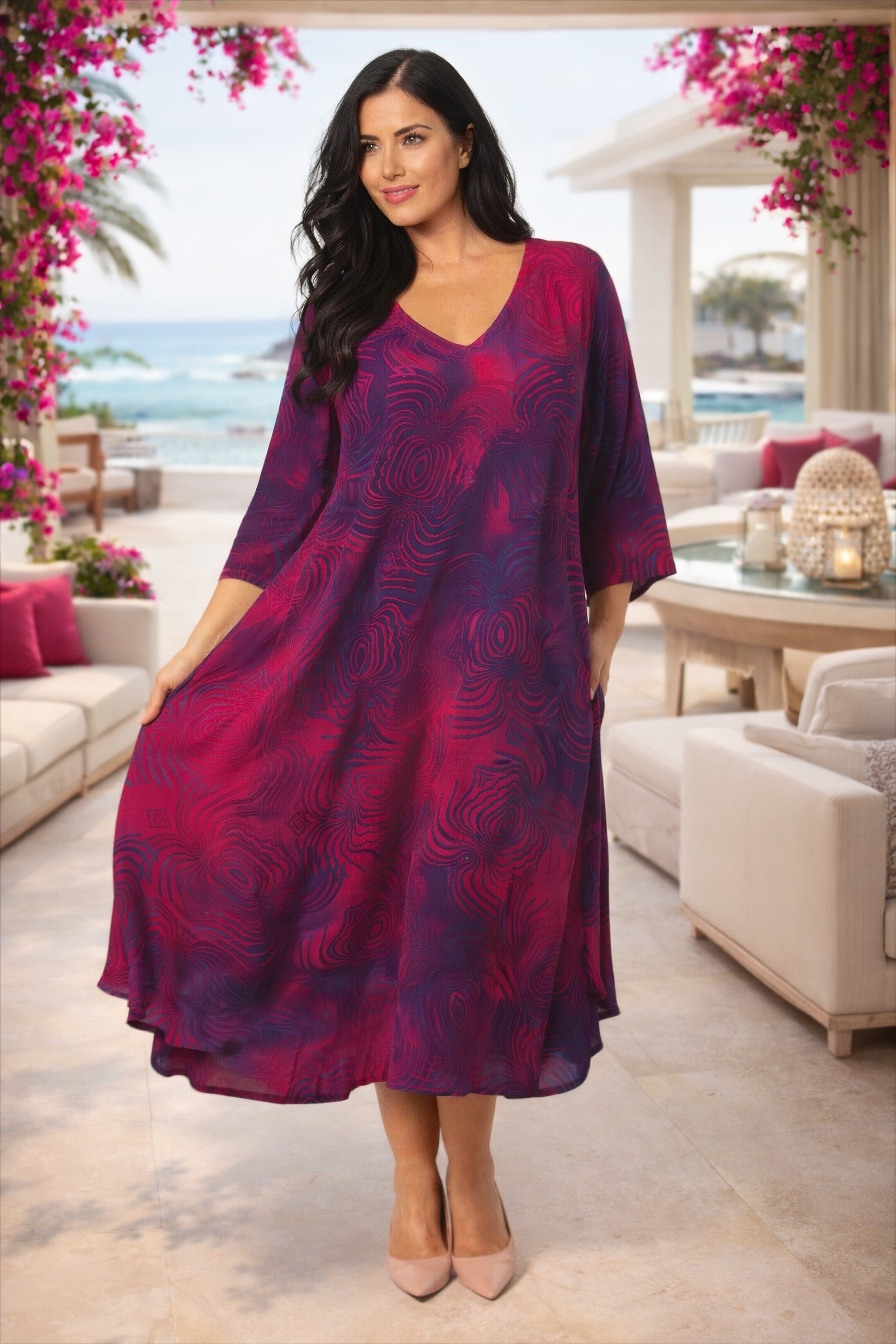 Angel Circle A line dress - Pink/Blue