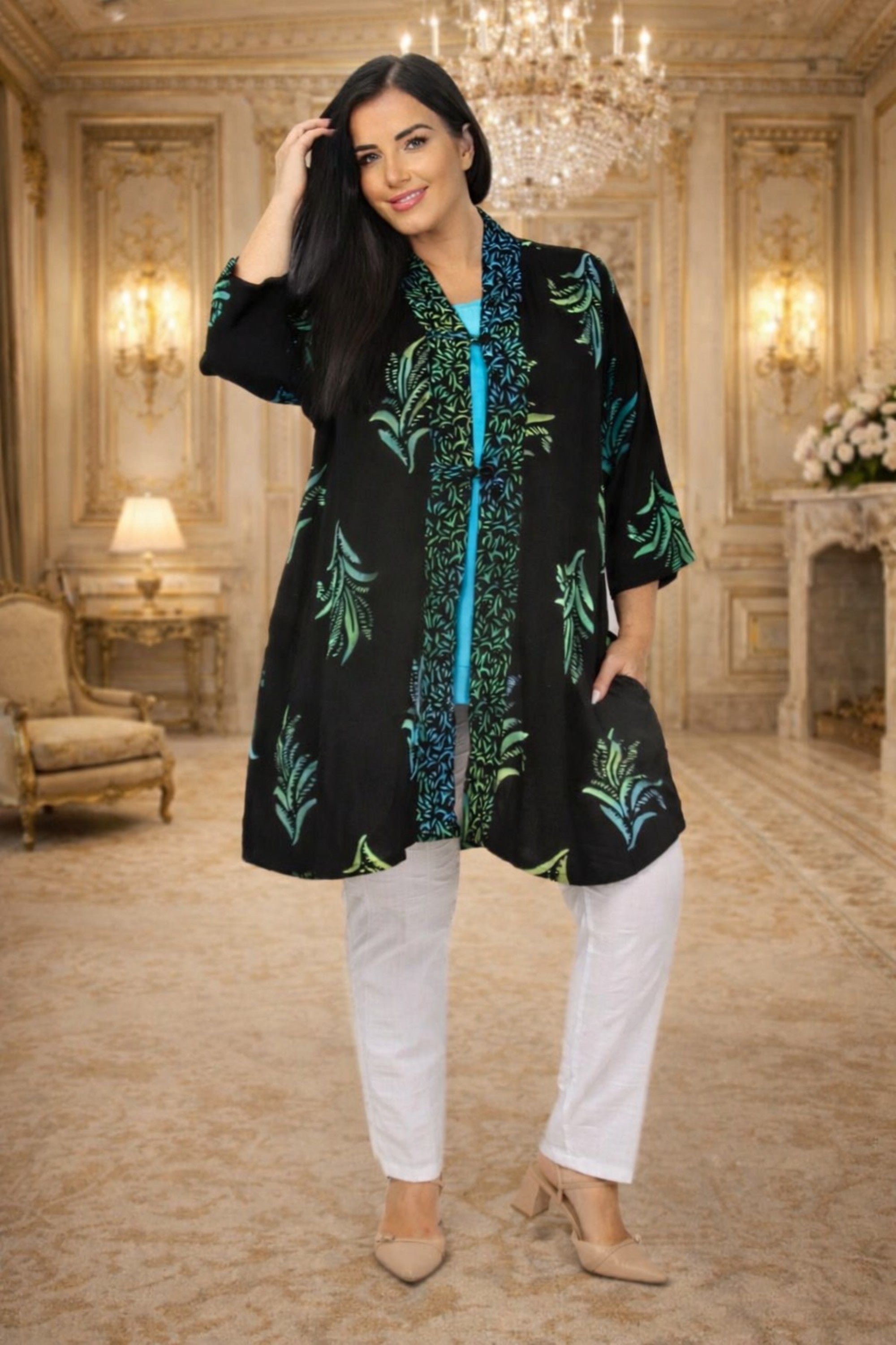 Angel Circle kimono jacket - Turquoise