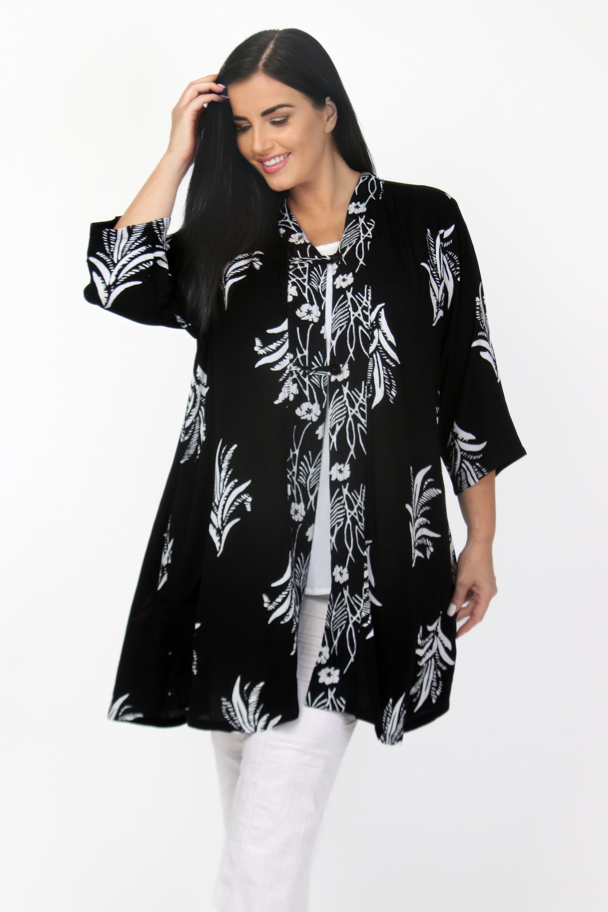 Angel Circle kimono jacket - Black/White