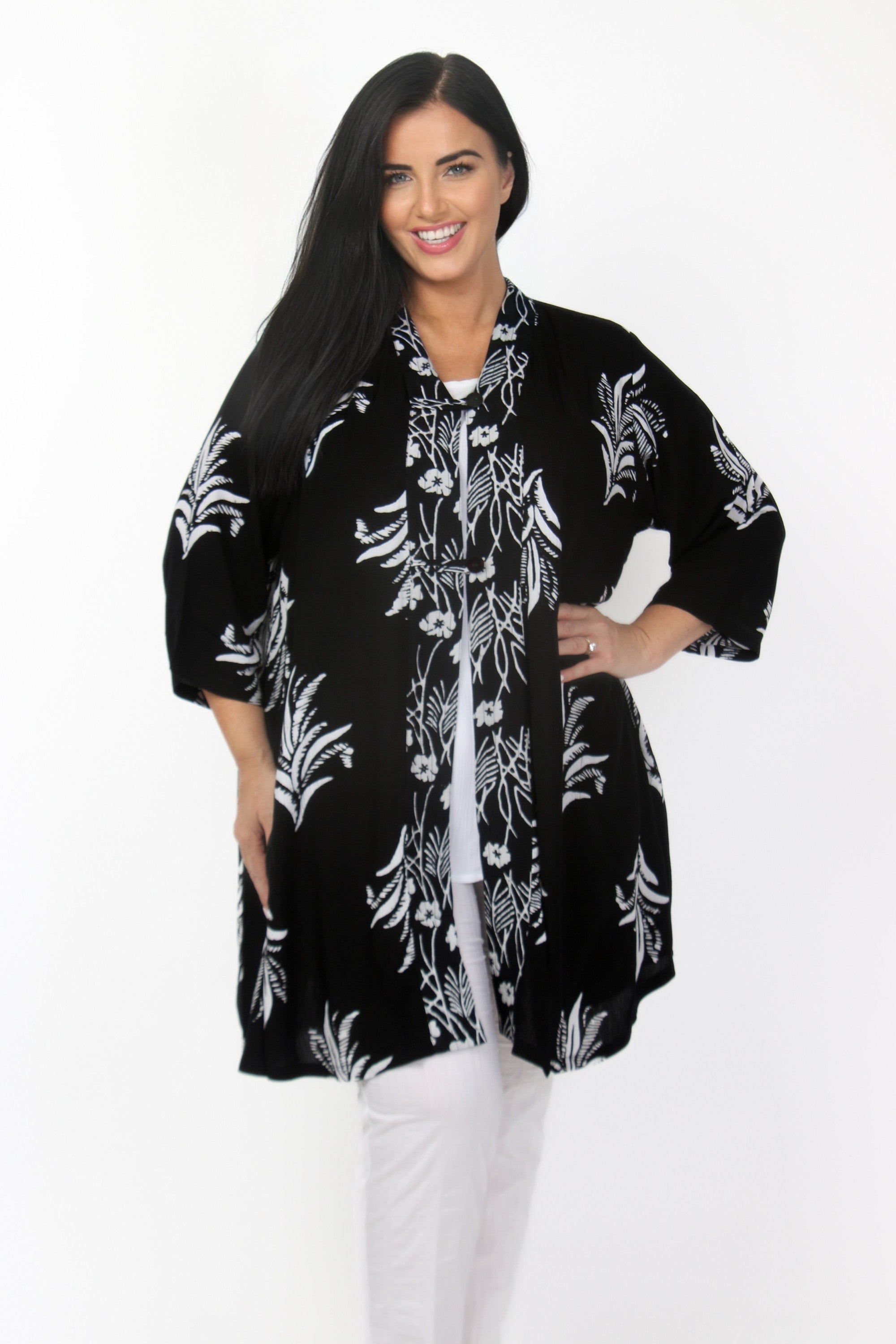 Angel Circle kimono jacket - Black/White