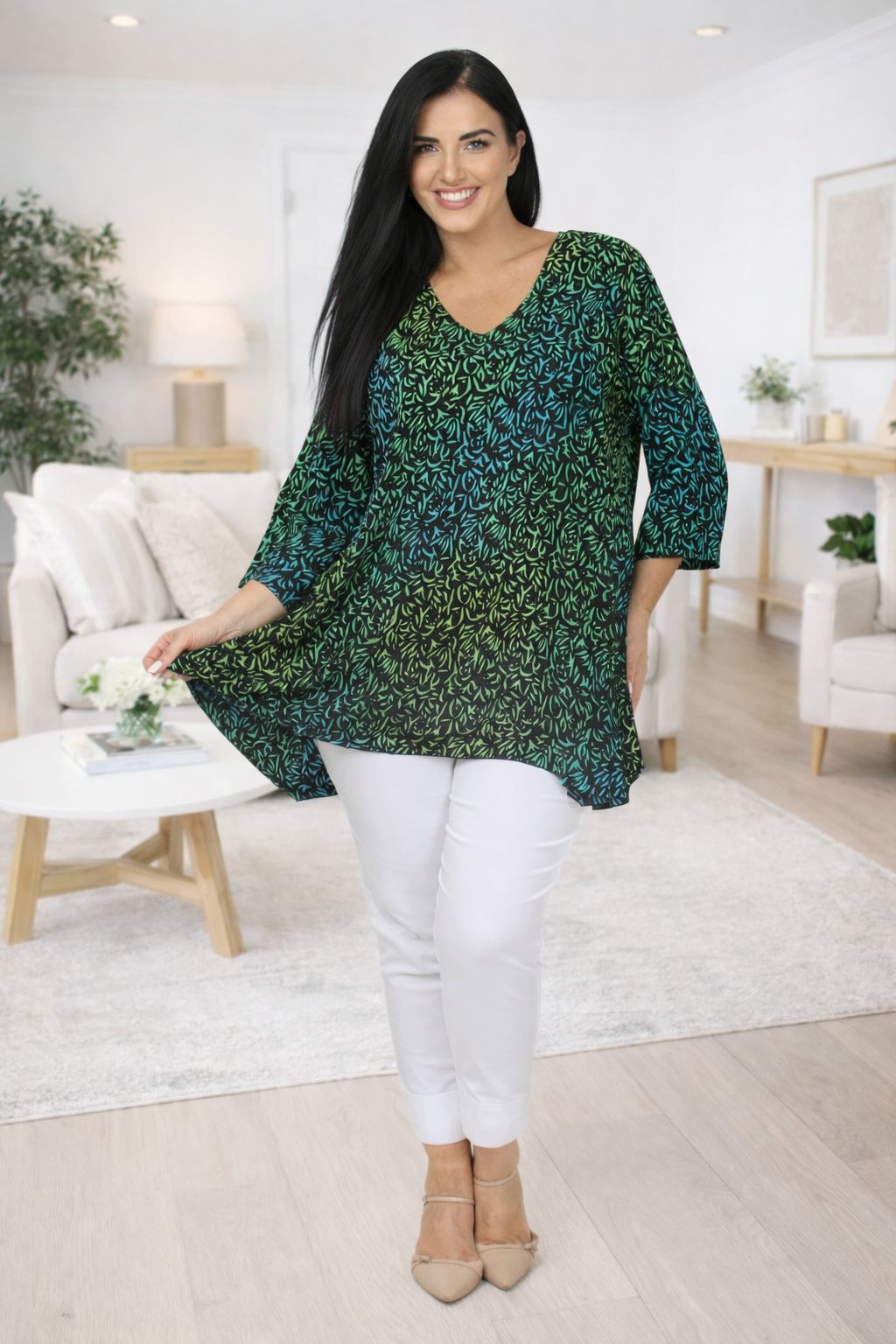 Angel Circle pocket top - Blue/Green