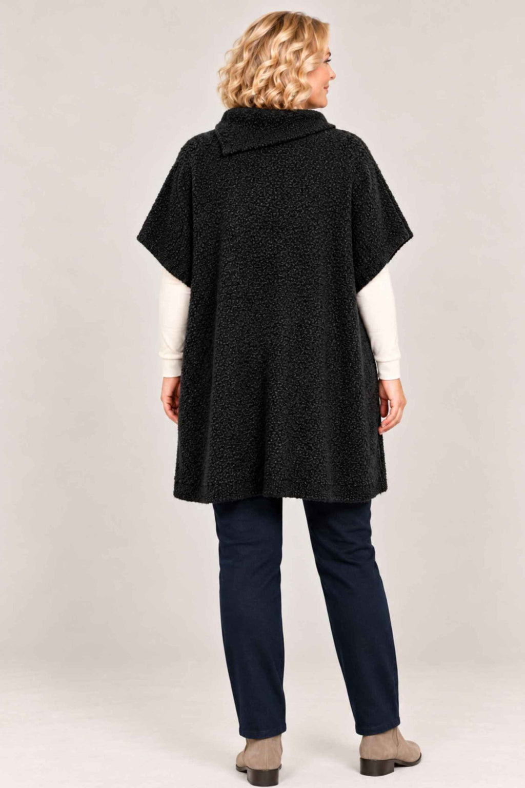 Ciso boucle poncho - Black