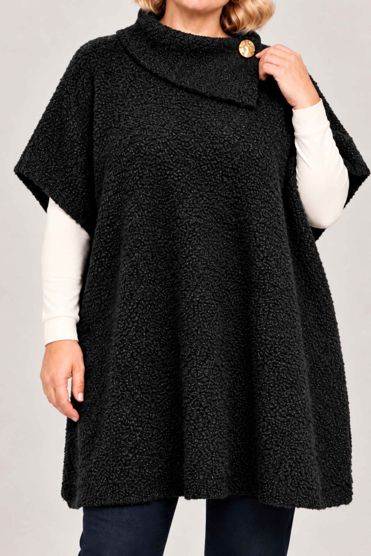 Ciso boucle poncho - Black