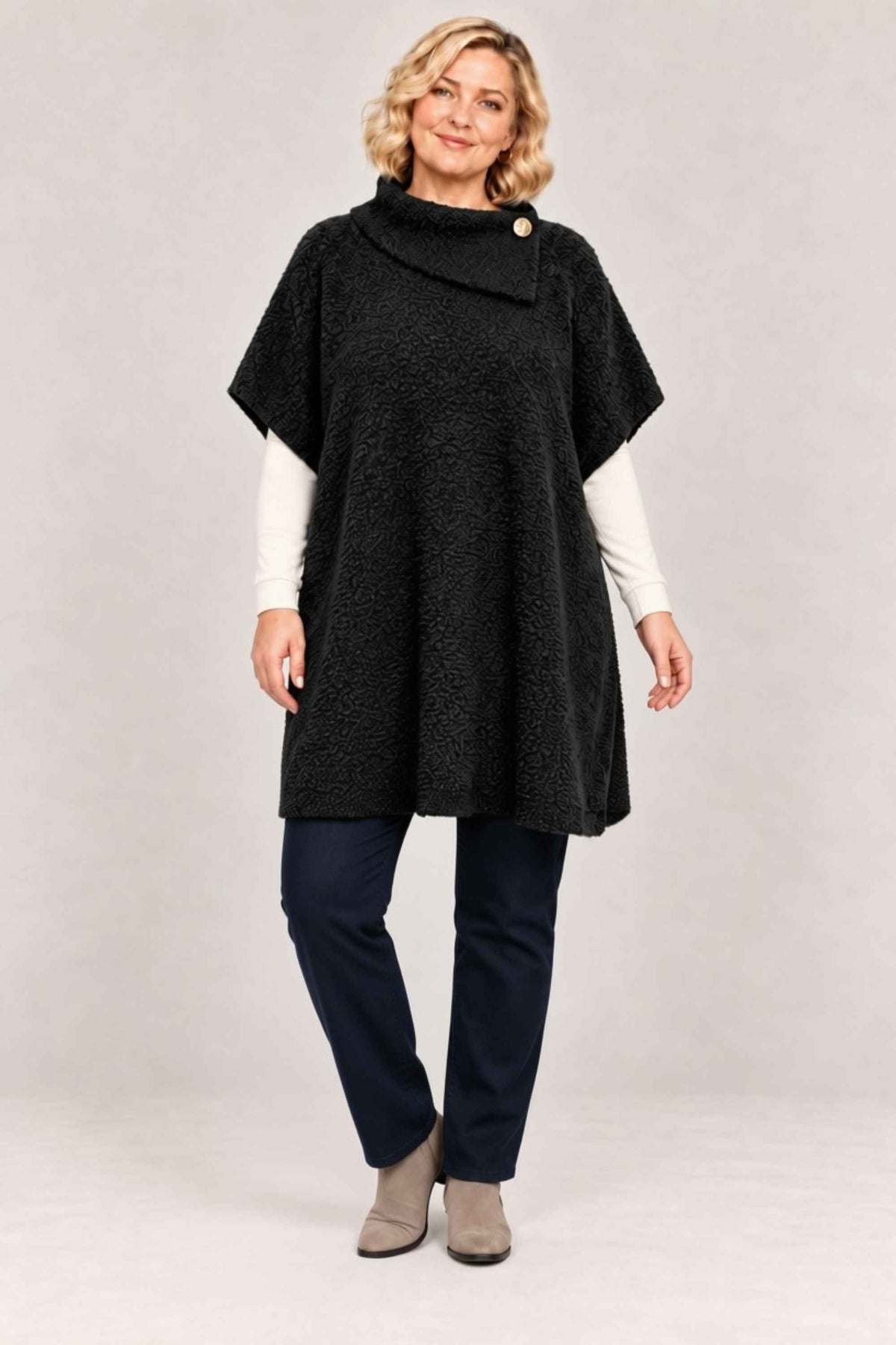 Ciso boucle poncho - Black