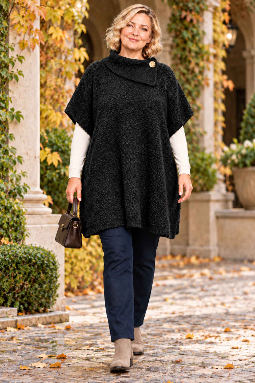 Ciso boucle poncho - Black