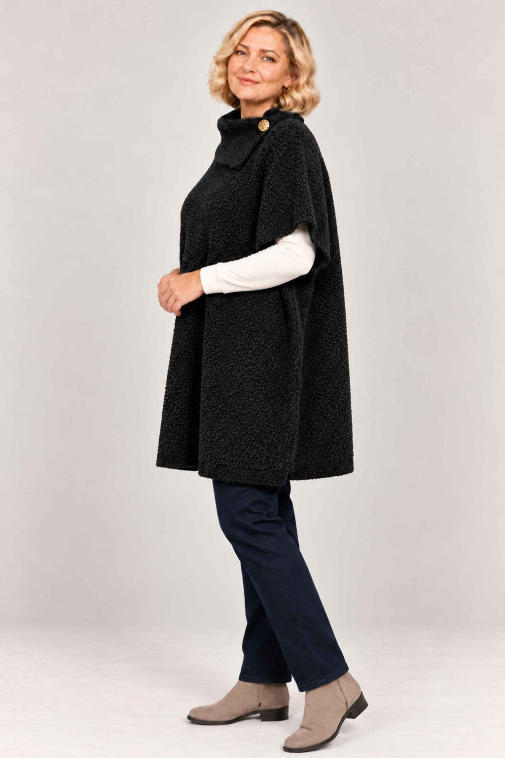 Ciso boucle poncho - Black