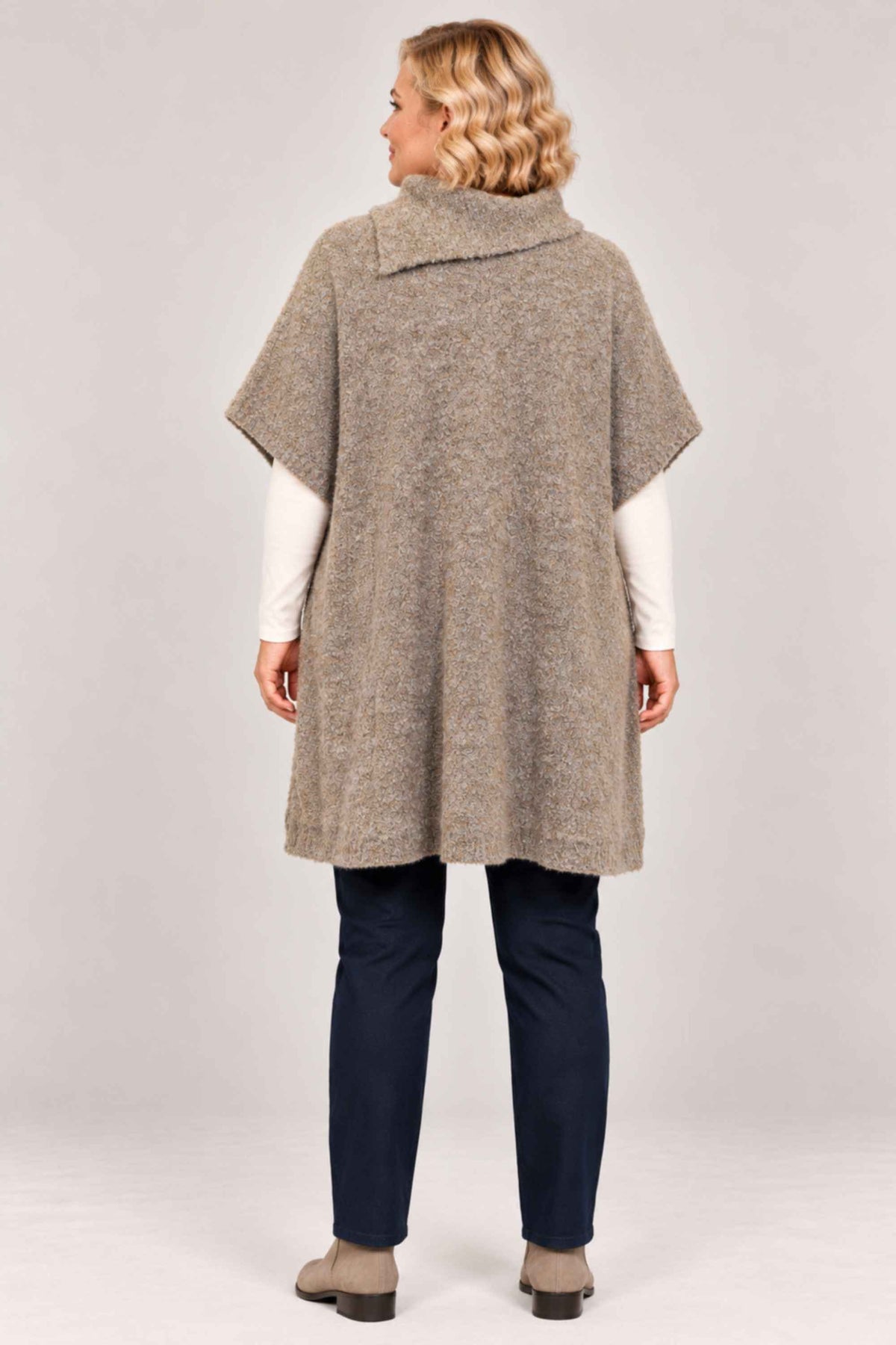 Ciso boucle poncho - Taupe marl