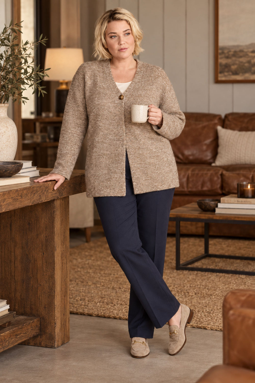 Ciso textured cardi - Beige