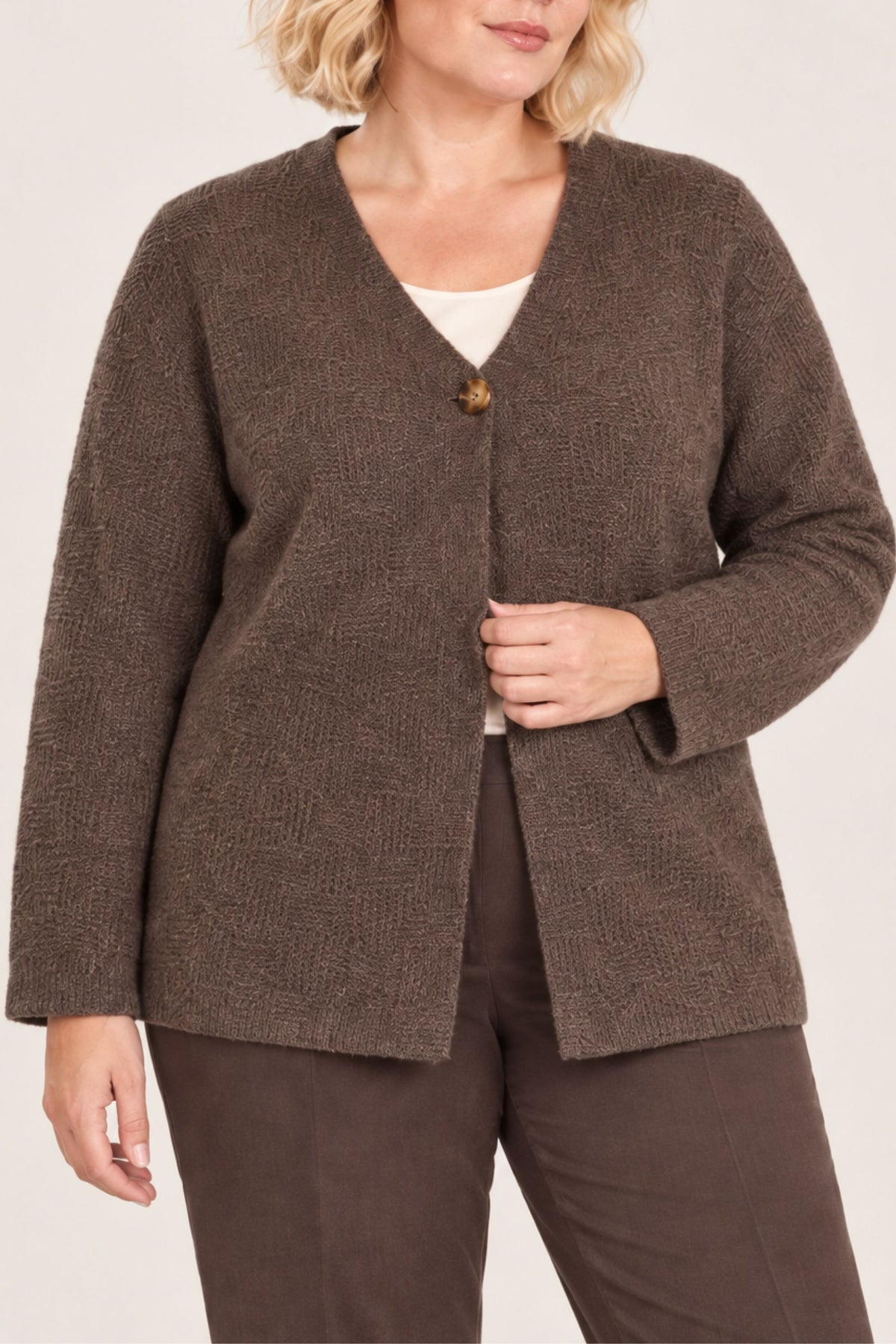 Ciso textured cardi - Fudge