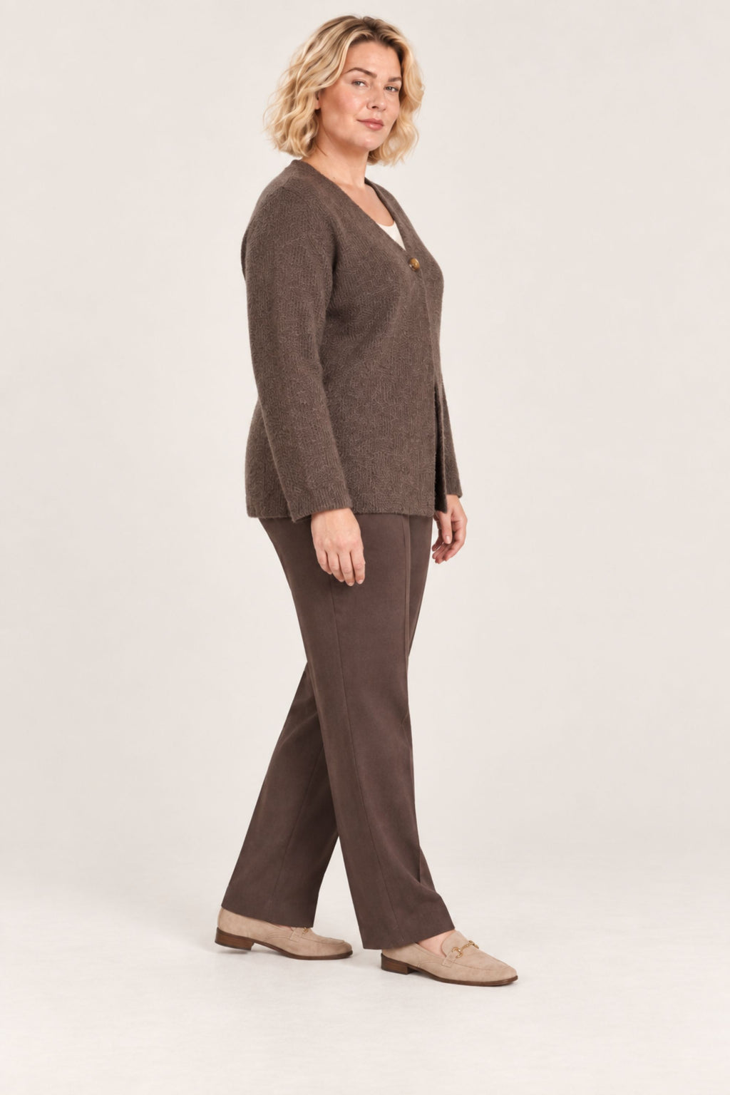 Ciso textured cardi - Fudge