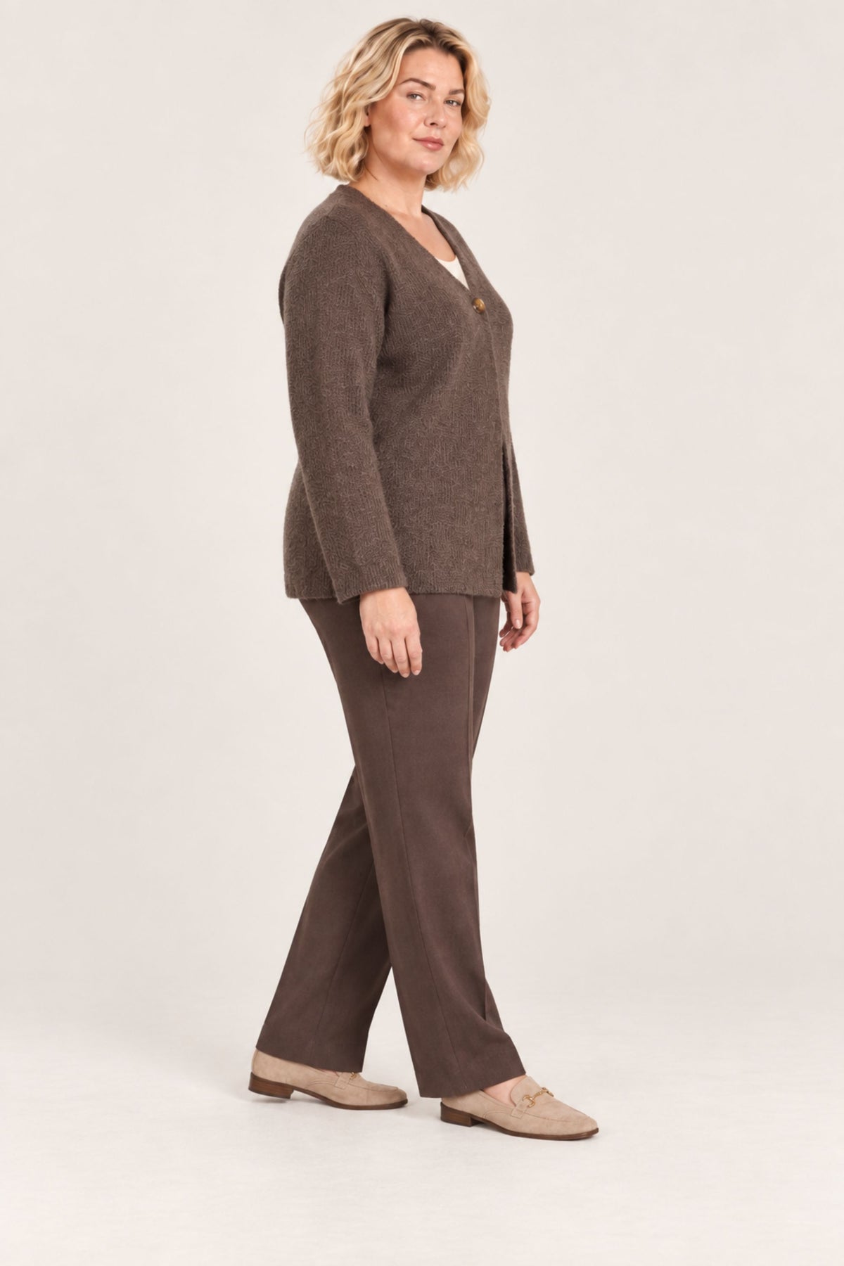 Ciso textured cardi - Fudge