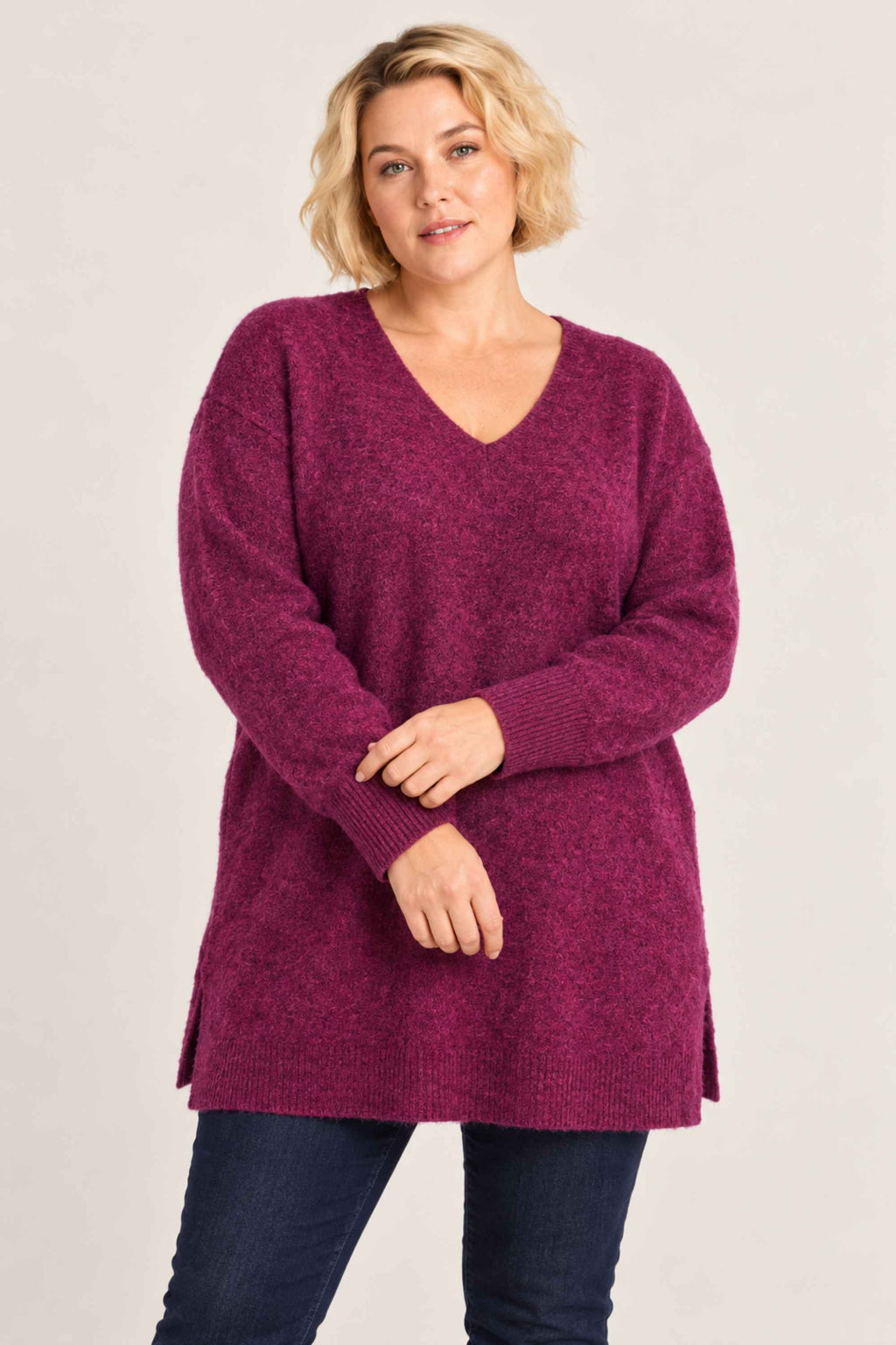 Ciso v neck jumper - Berry