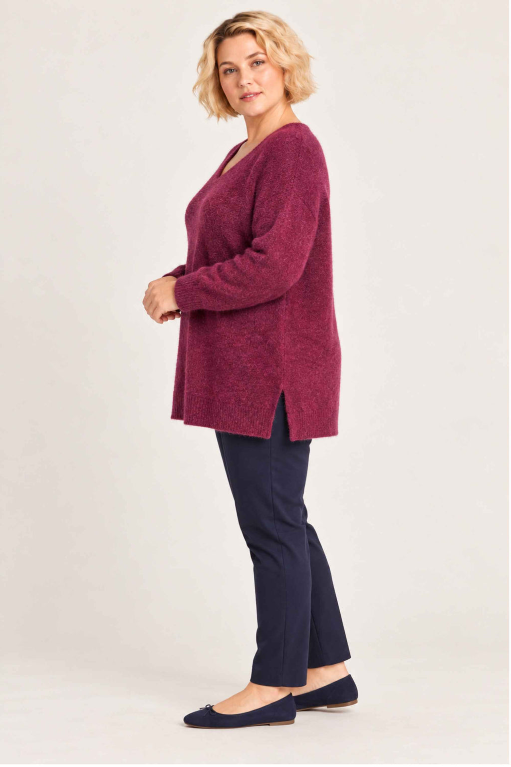 Ciso v neck jumper - Berry