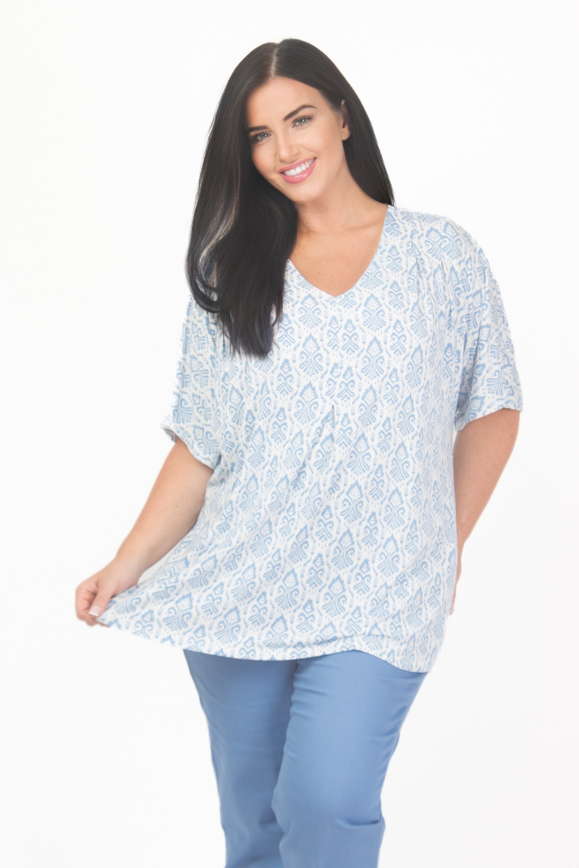 Ciso jersey pleat tee - Blue