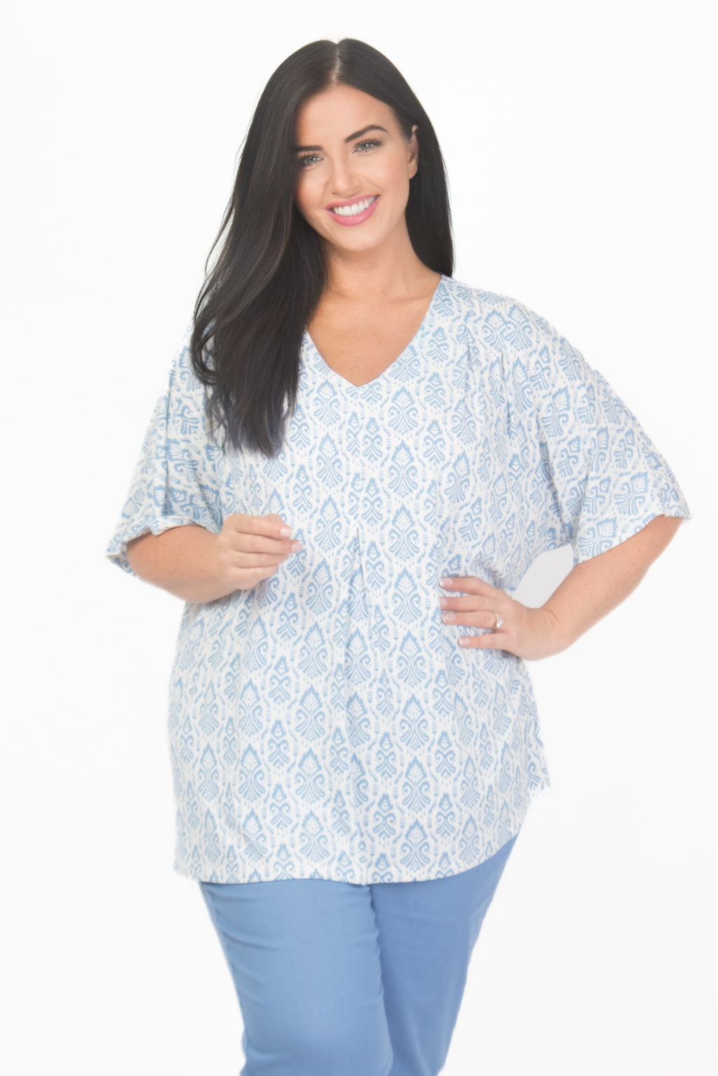 Ciso jersey pleat tee - Blue