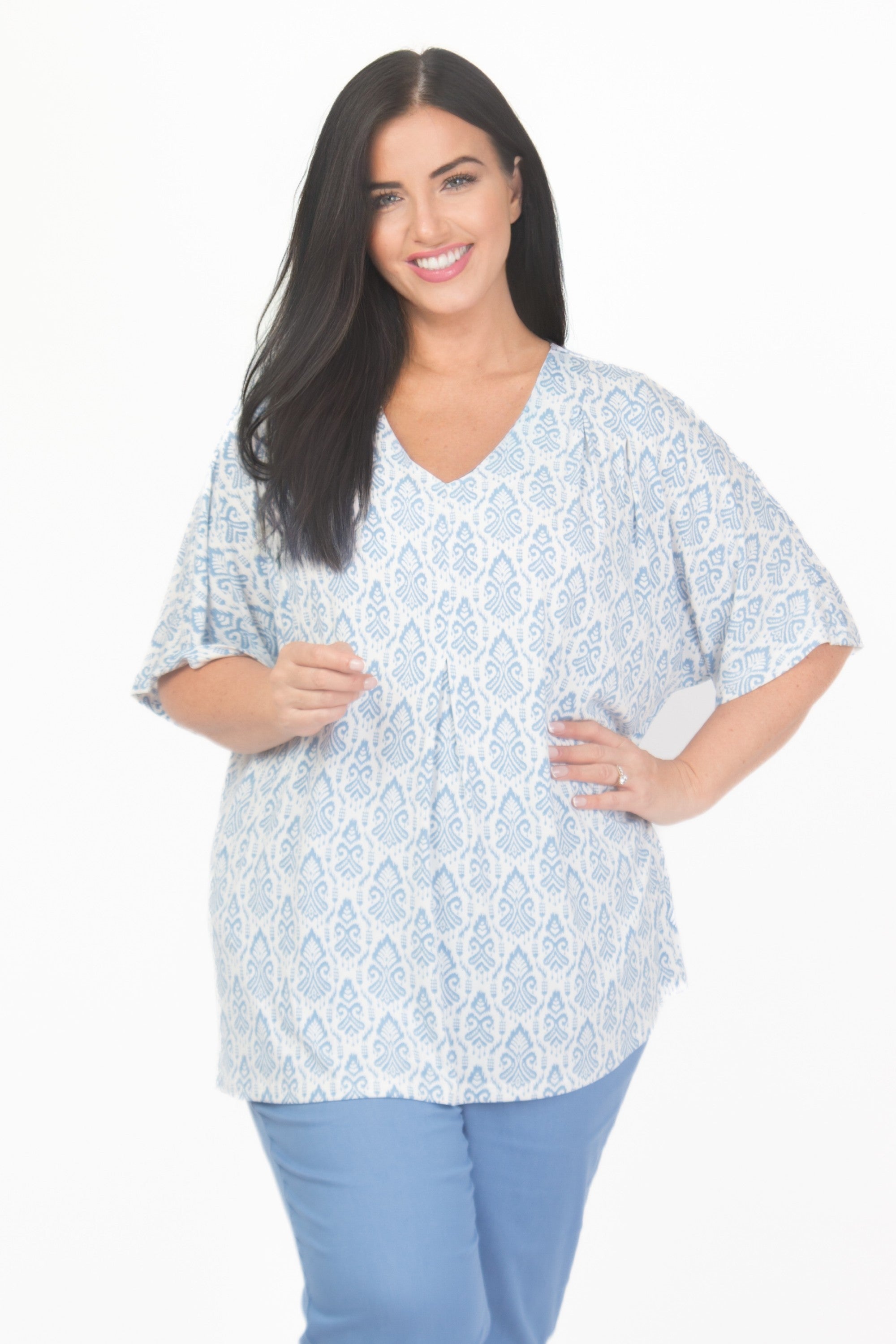 Ciso jersey pleat tee - Blue