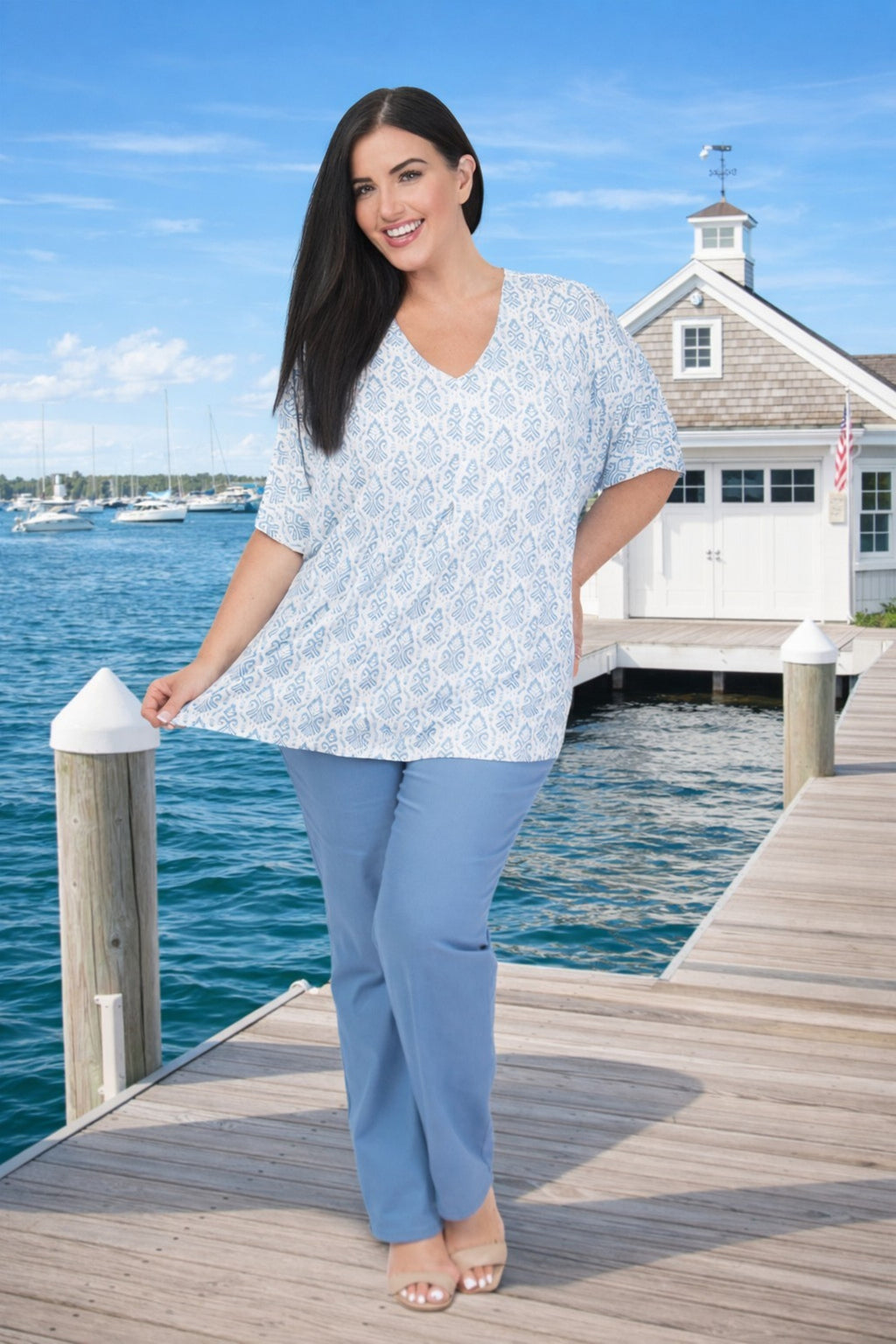 Ciso jersey pleat tee - Blue