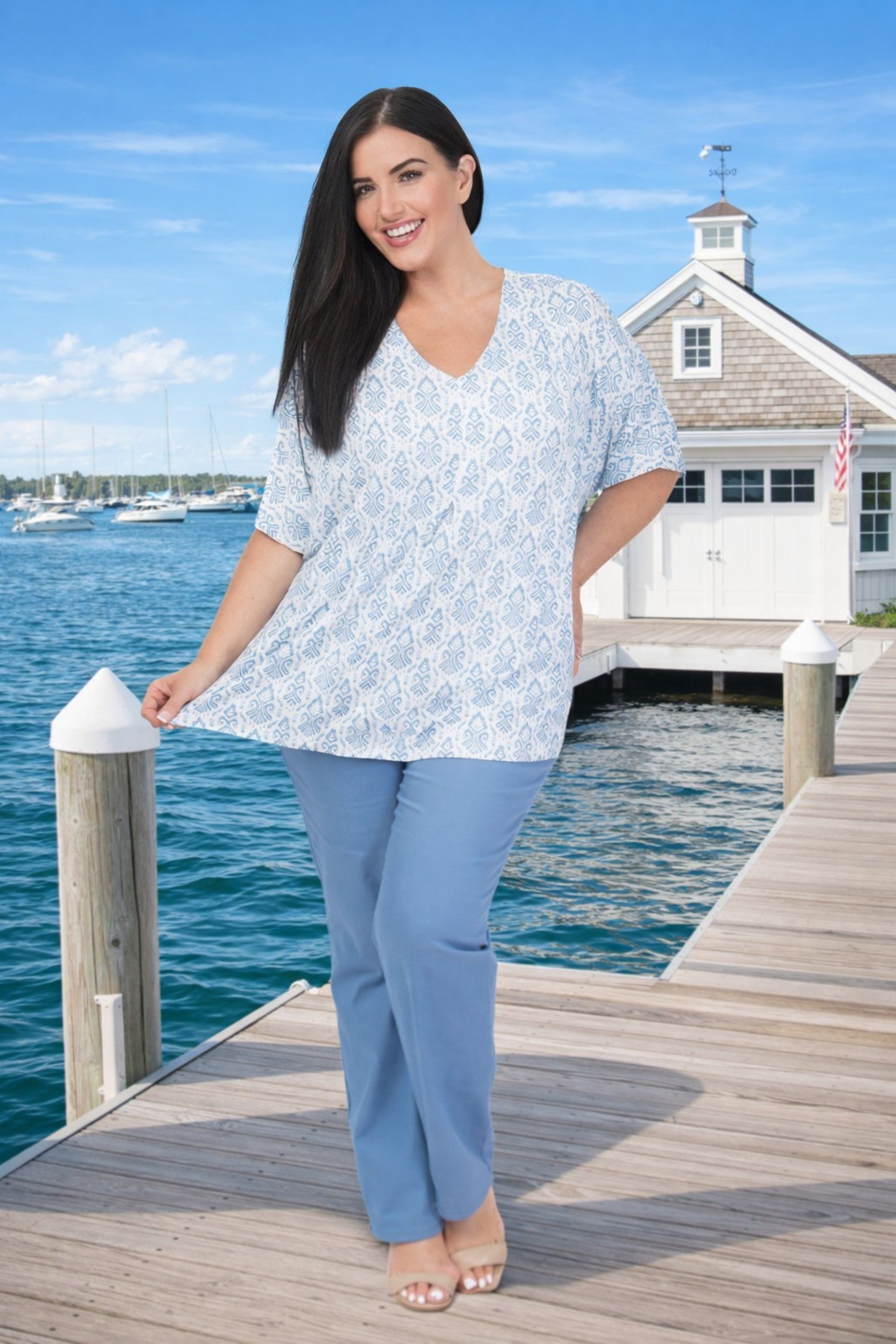 Ciso jersey pleat tee - Blue