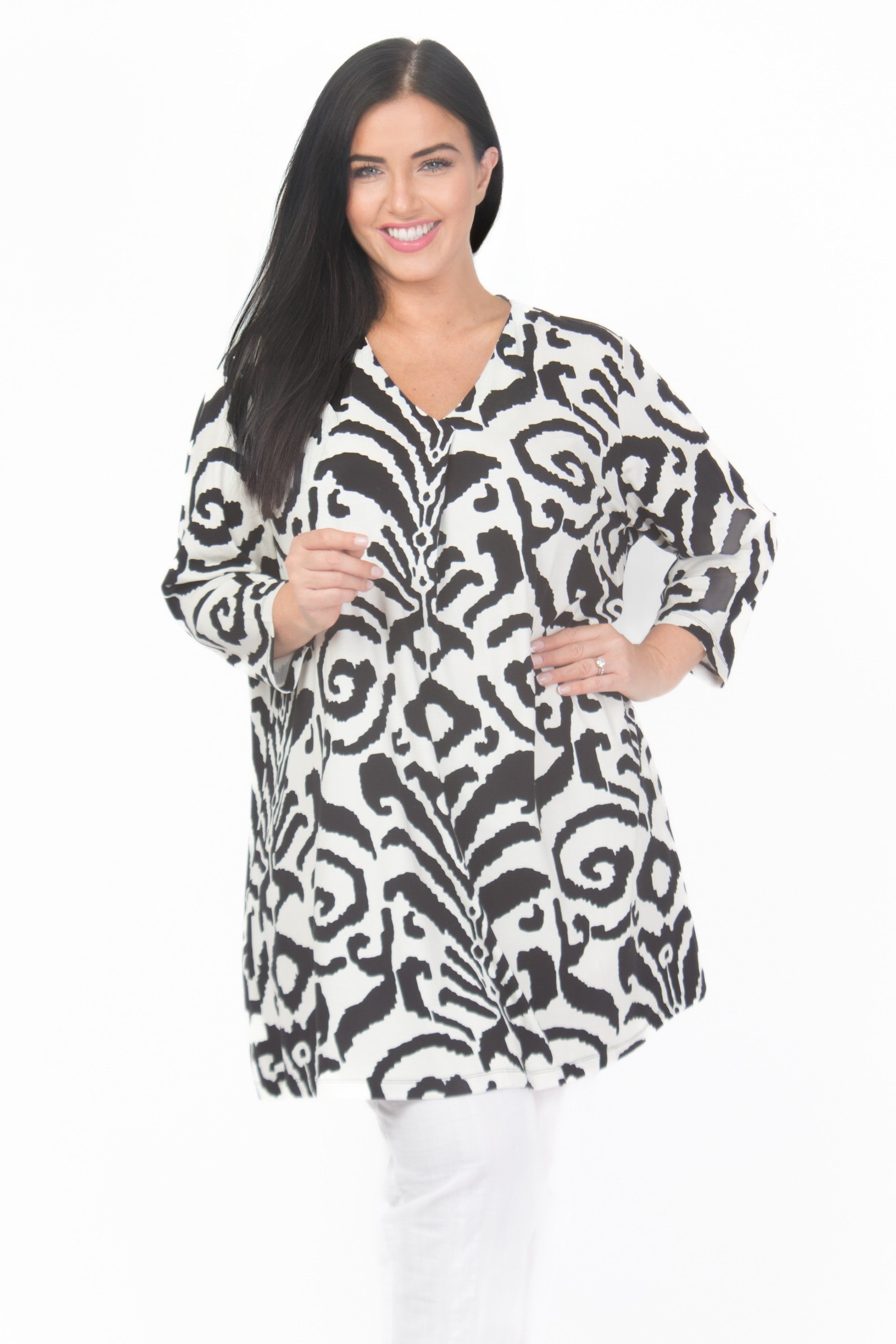 Ciso V neck tunic - Black