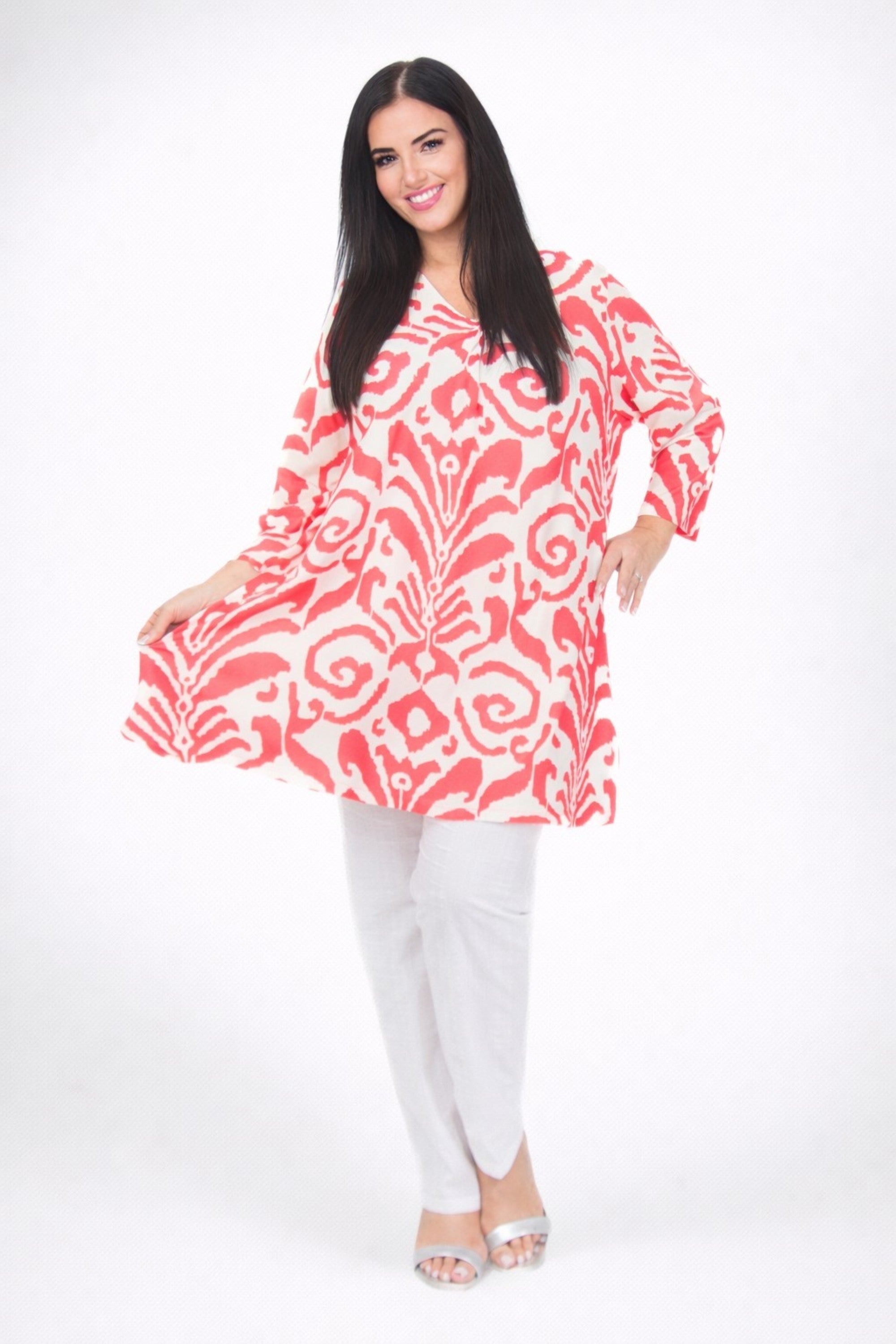 Ciso V neck tunic - Coral