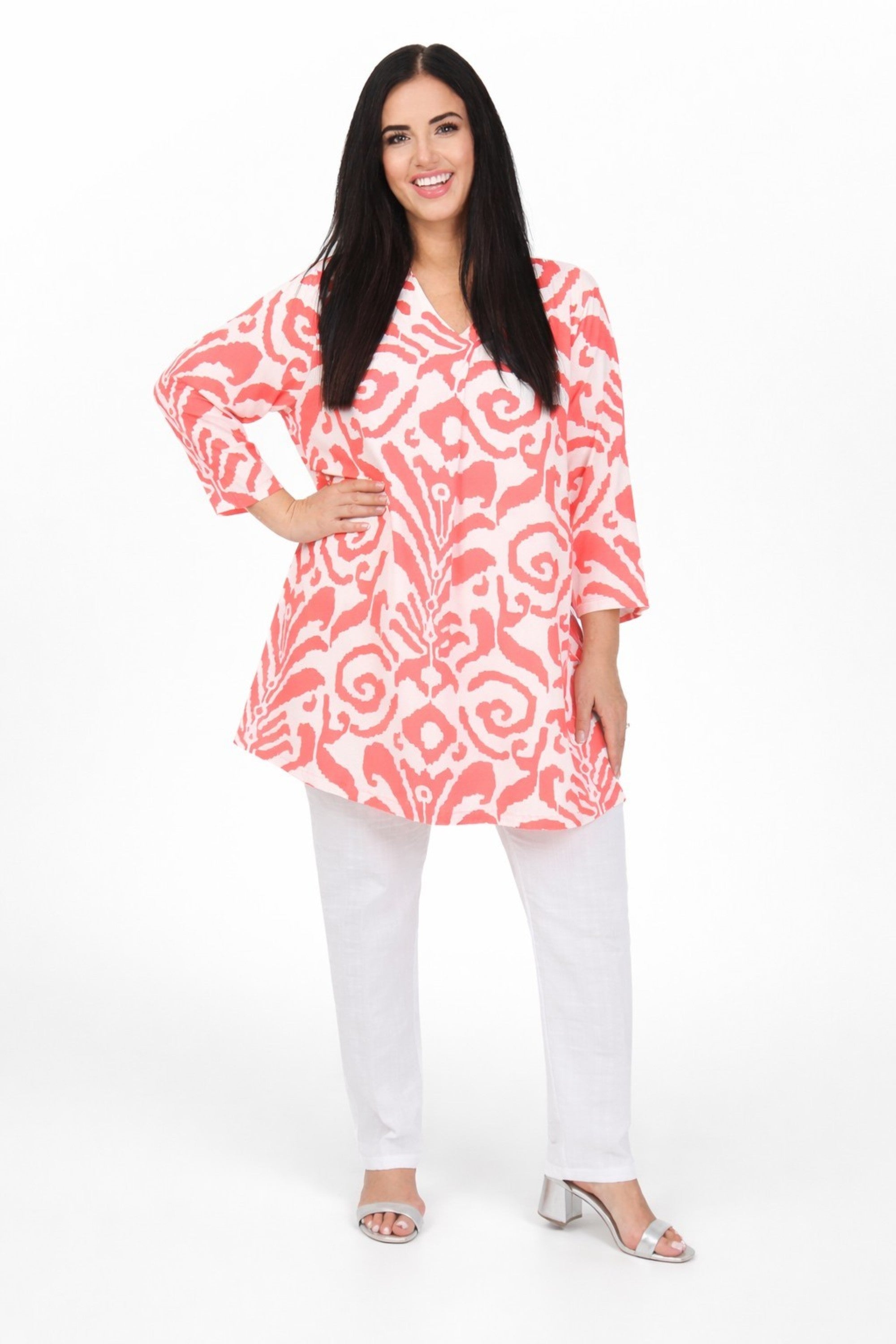 Ciso V neck tunic - Coral
