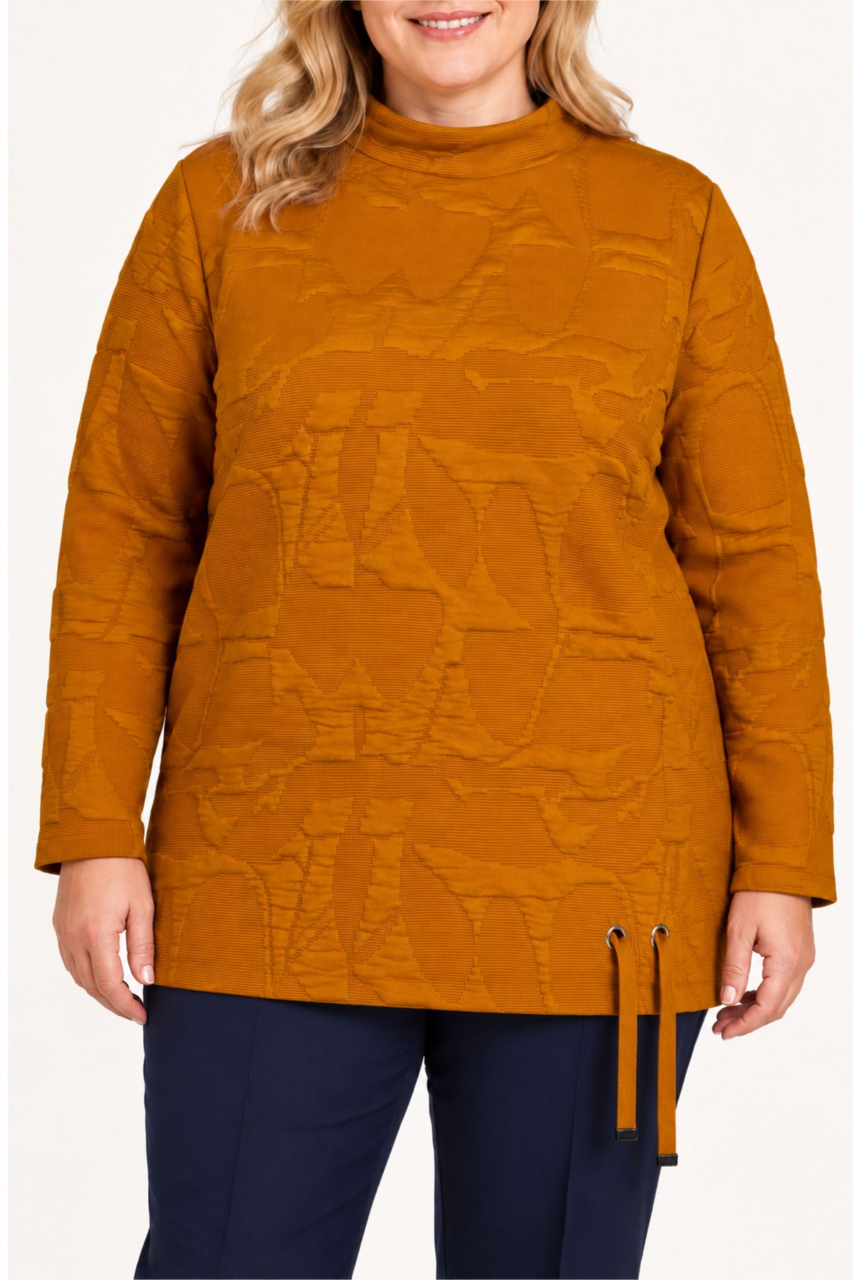 Doris Streich jacquard plain top - Mustard