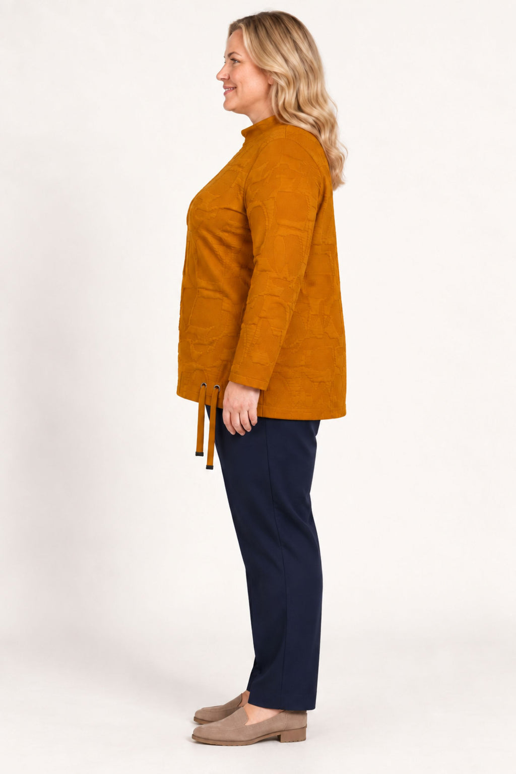 Doris Streich jacquard plain top - Mustard