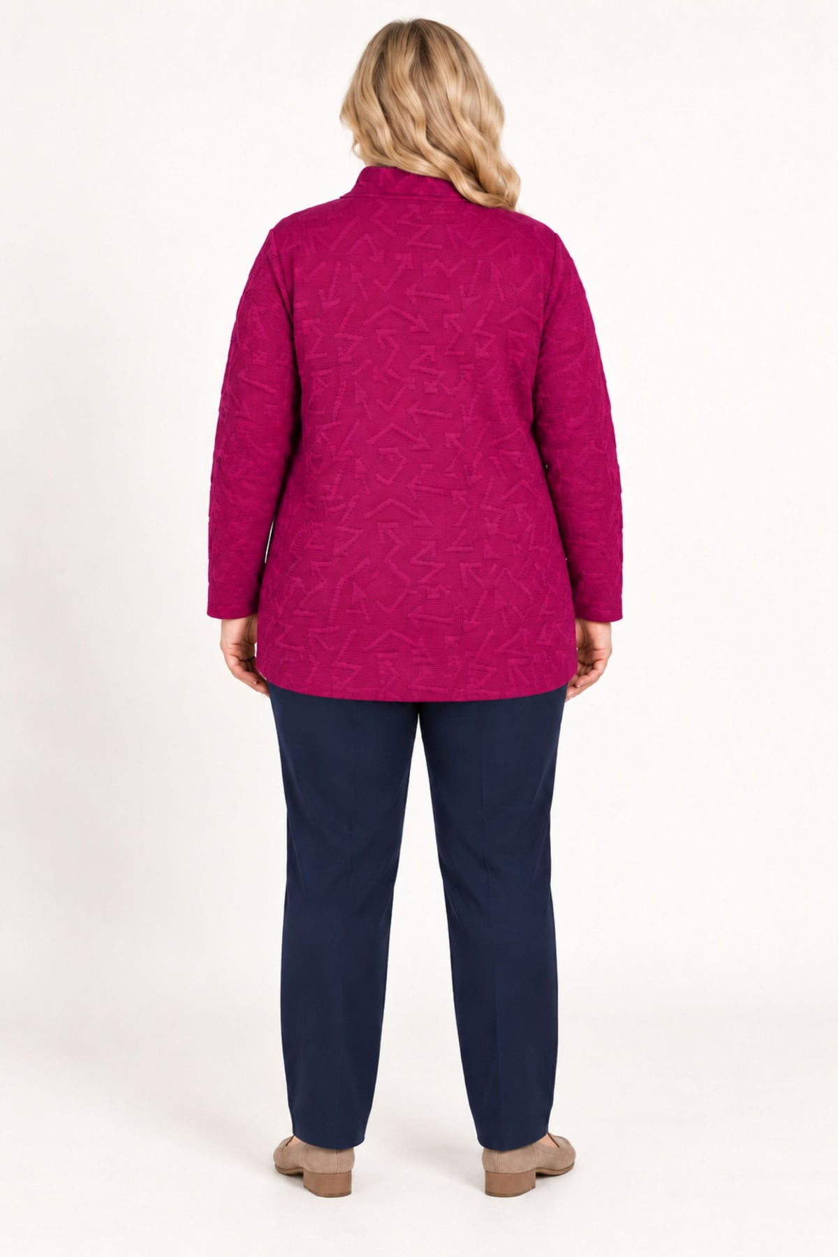 Doris Streich jacquard plain top - Berry