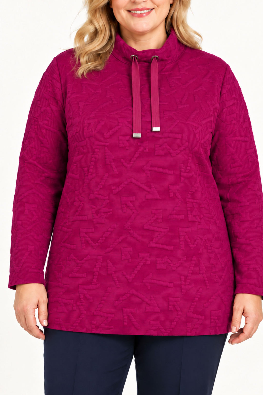 Doris Streich jacquard plain top - Berry