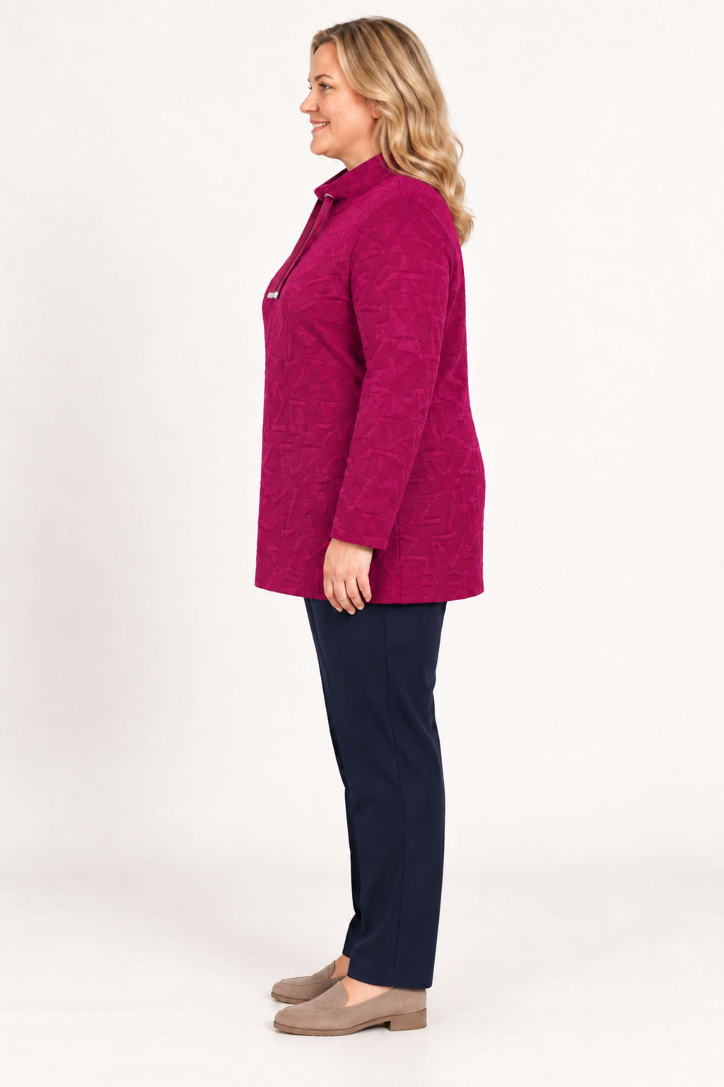 Doris Streich jacquard plain top - Berry