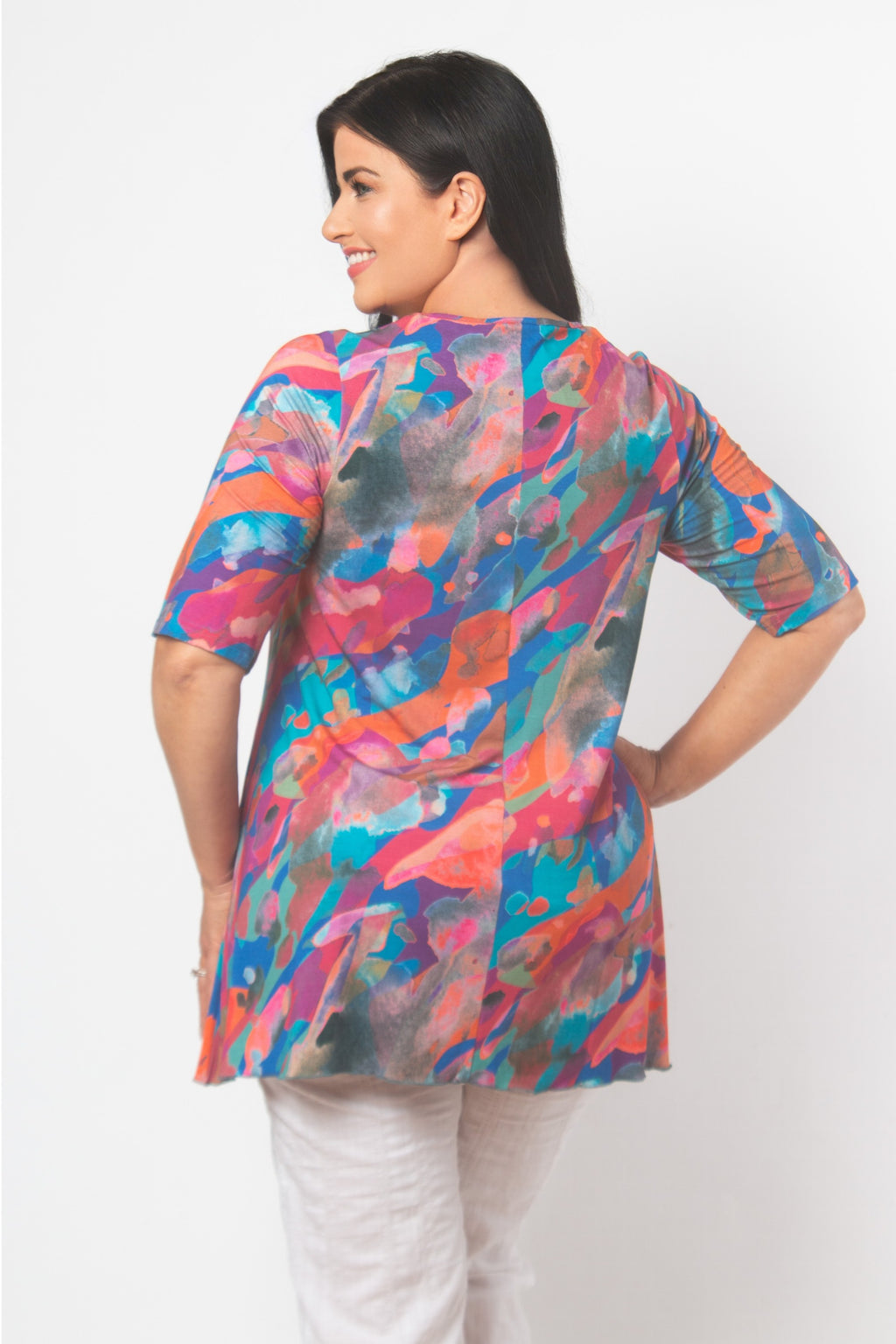 Exelle Saskato print tee - Blue/Pink