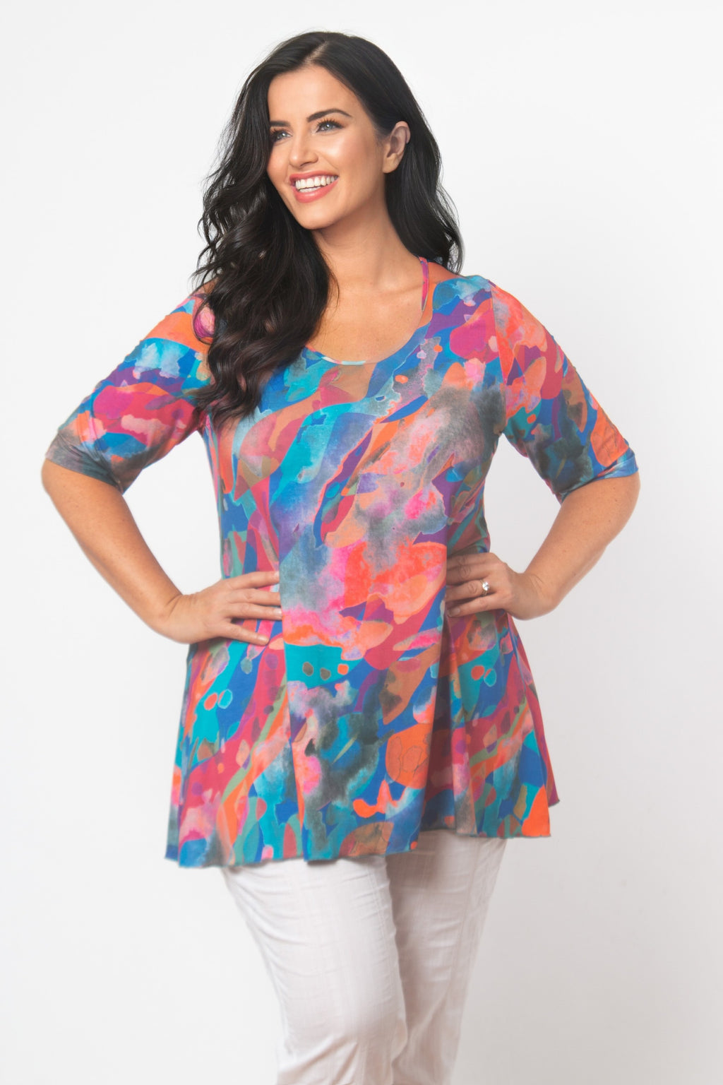 Exelle Saskato print tee - Blue/Pink