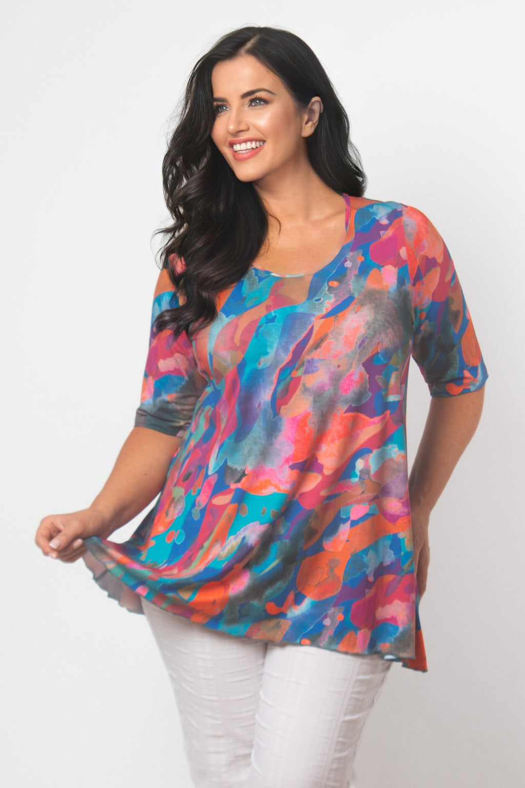 Exelle Saskato print tee - Blue/Pink