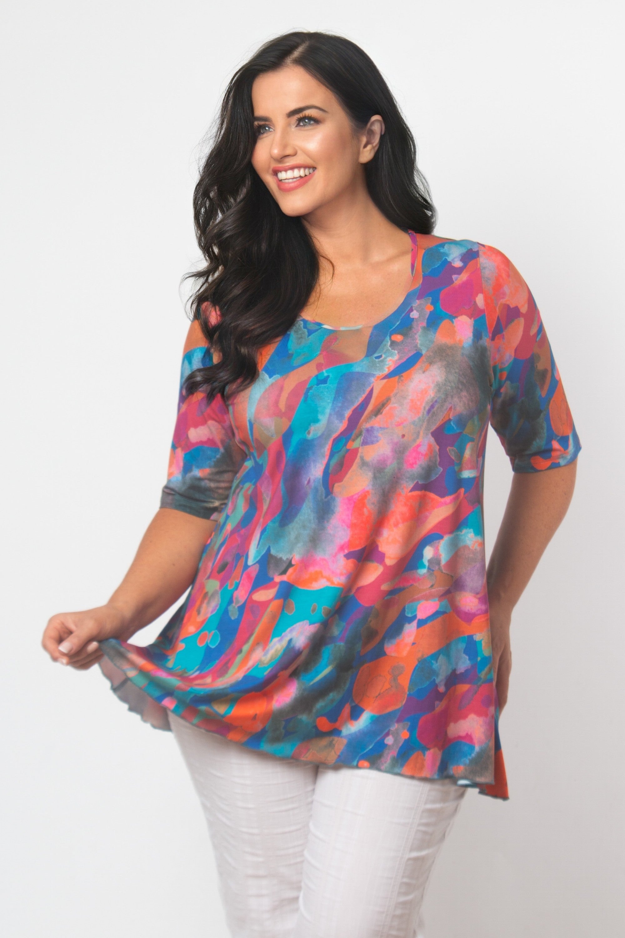 Exelle Saskato print tee - Blue/Pink