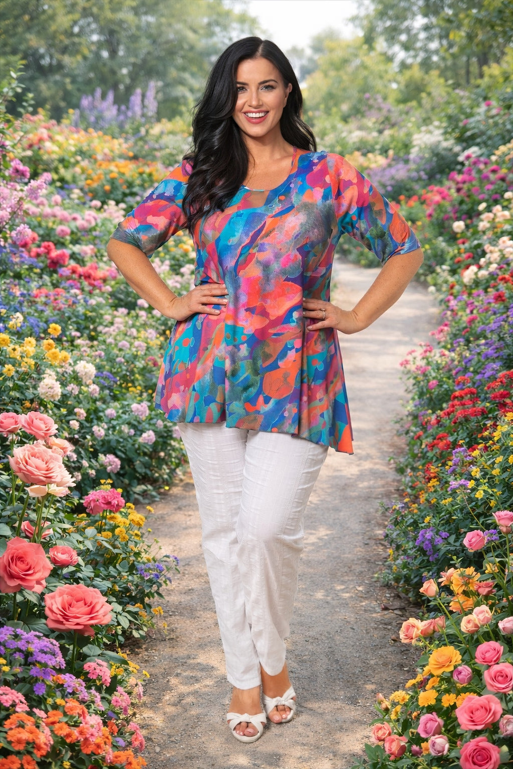 Exelle Saskato print tee - Blue/Pink