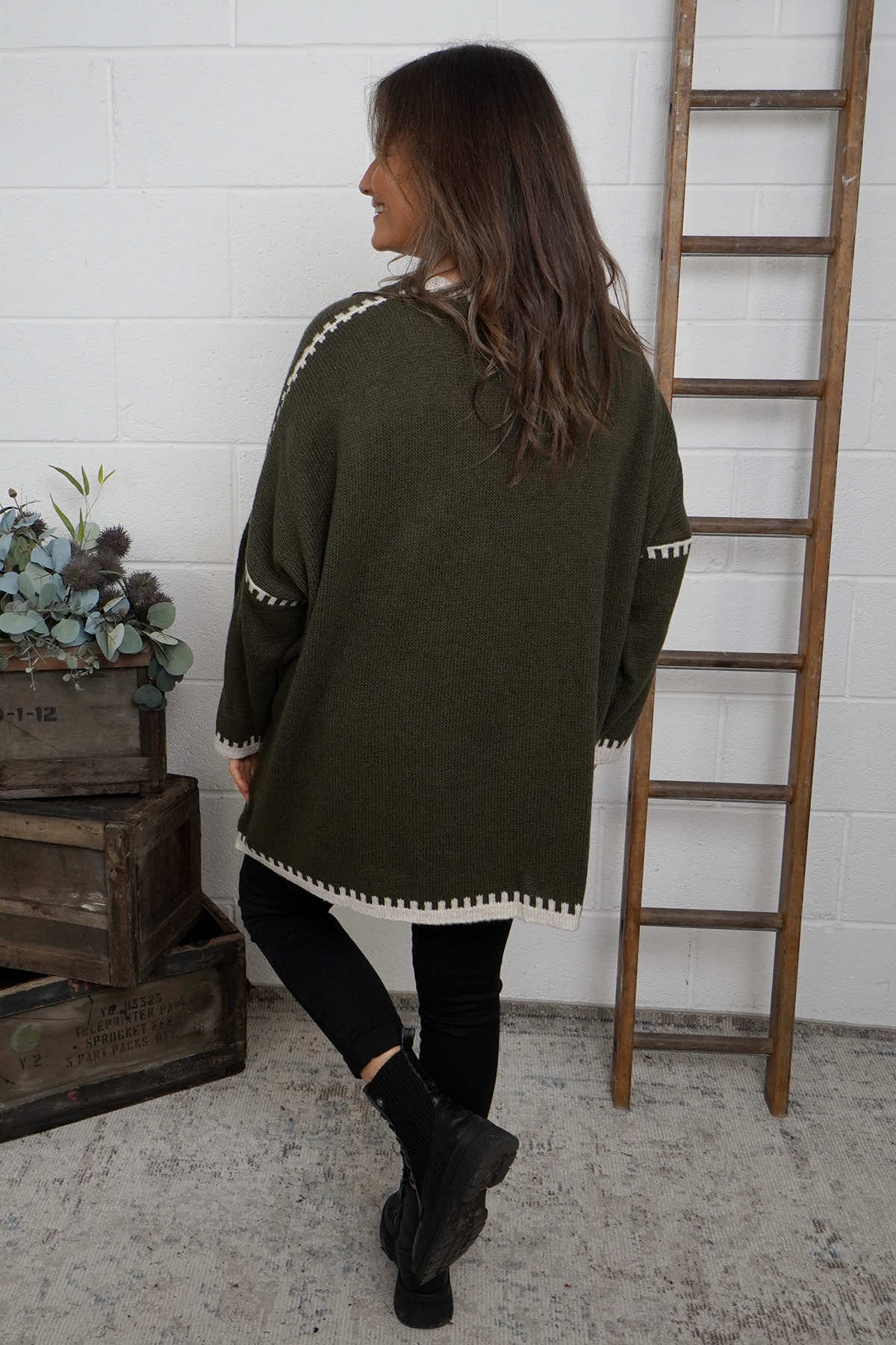 Made In Italy knit cardi - Khaki