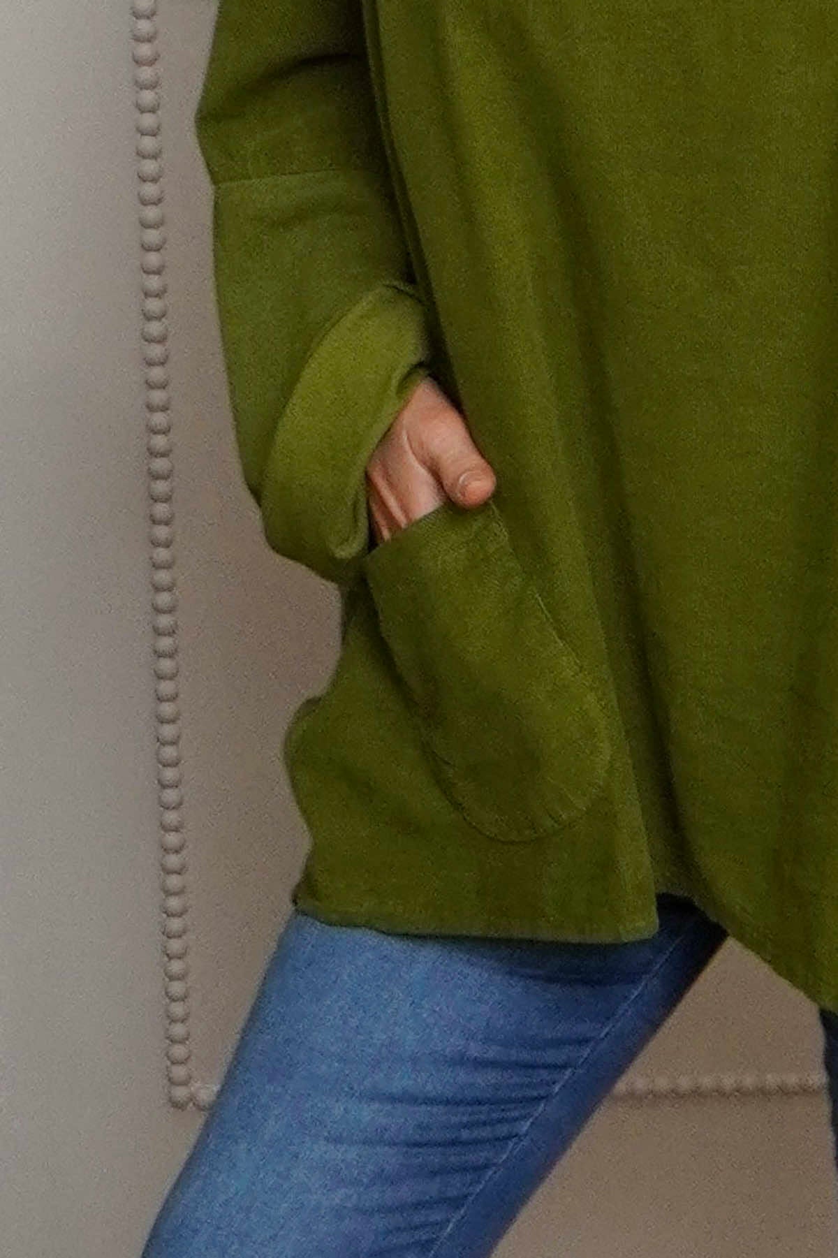 Made In Italy needlecord cowl top - Olive