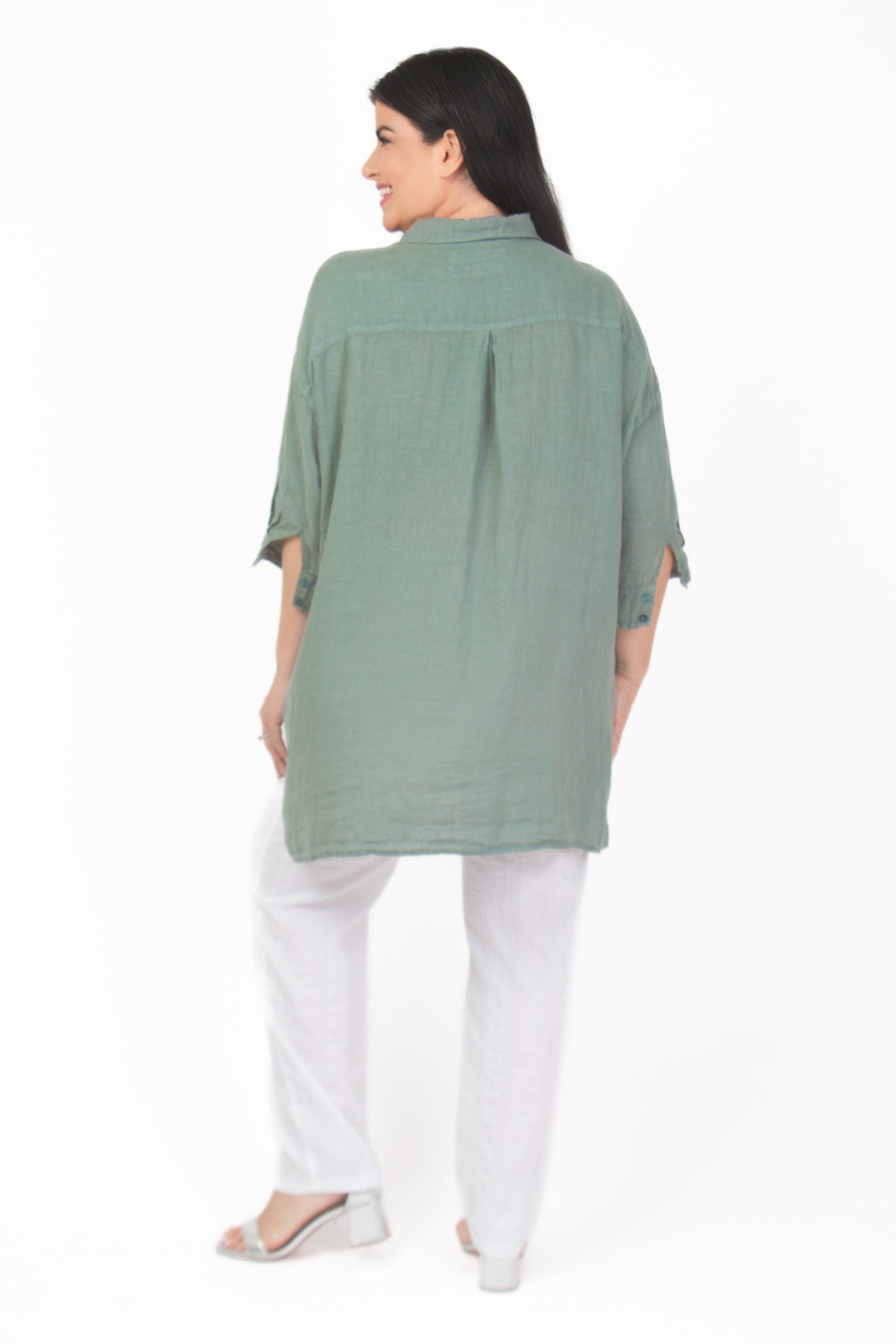 Grizas linen plain shirt - Sage
