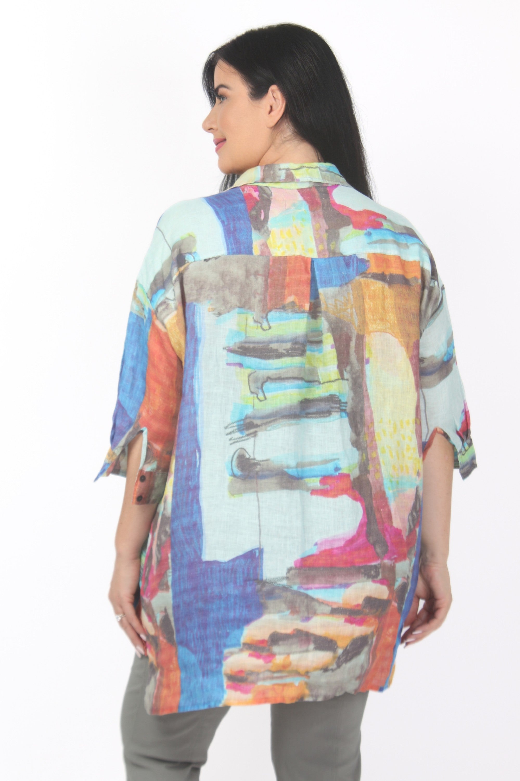 Grizas linen print shirt - Abstract