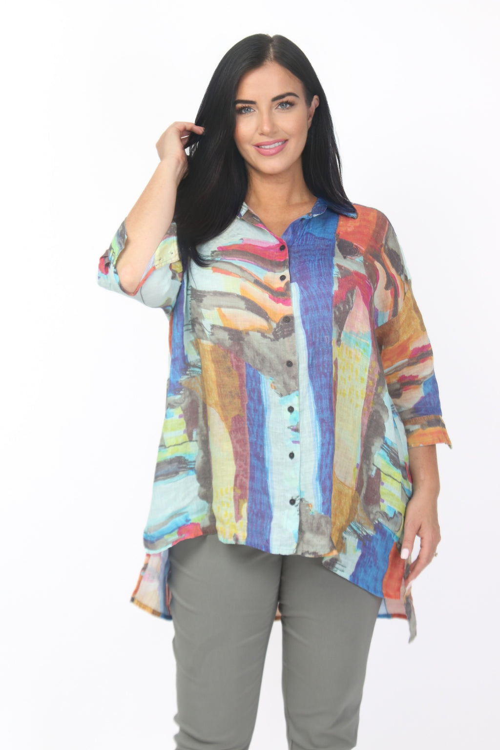 Grizas linen print shirt - Abstract
